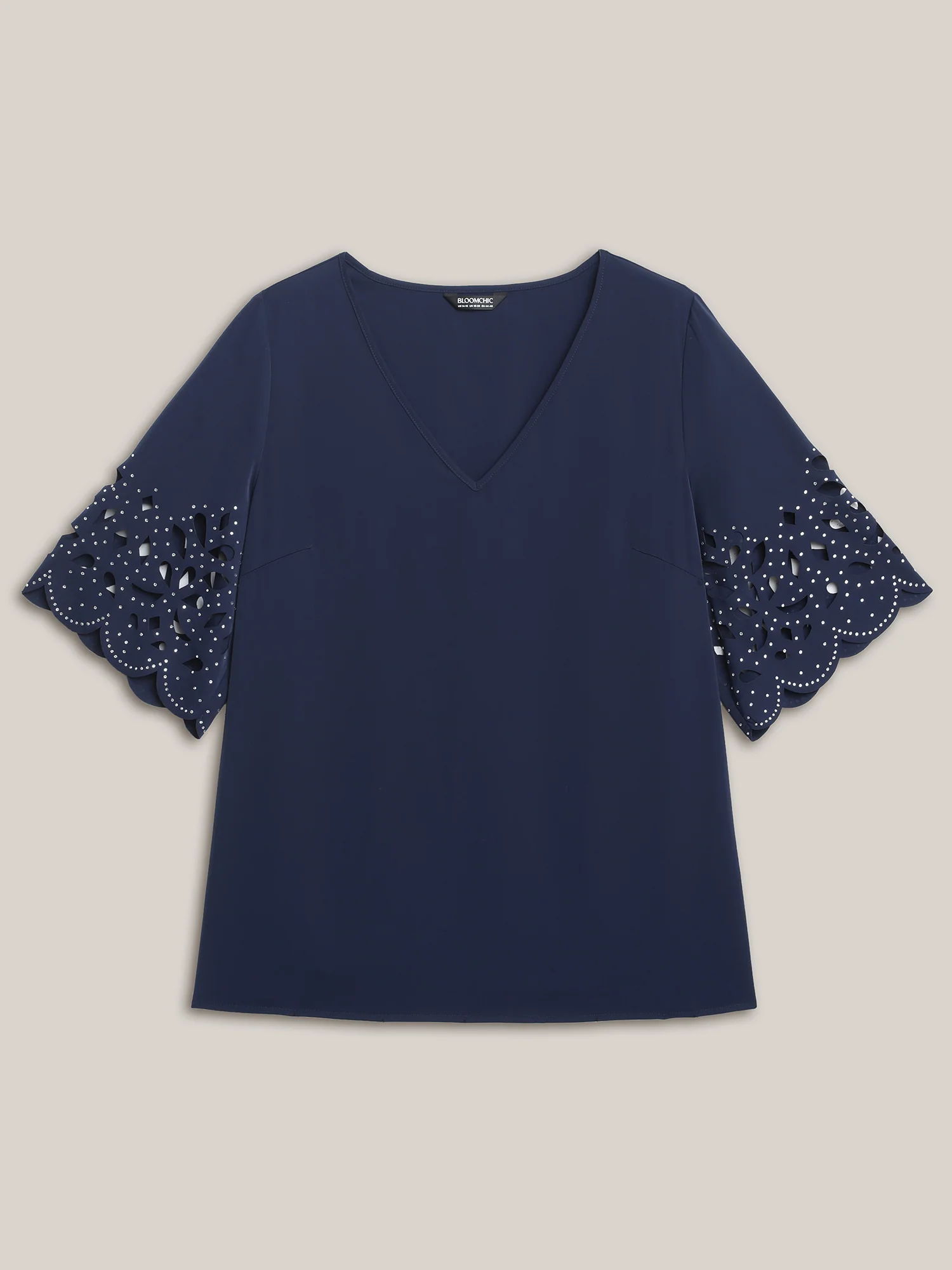 Floral Cut-Out Sequin Solid Blouse - Image 7