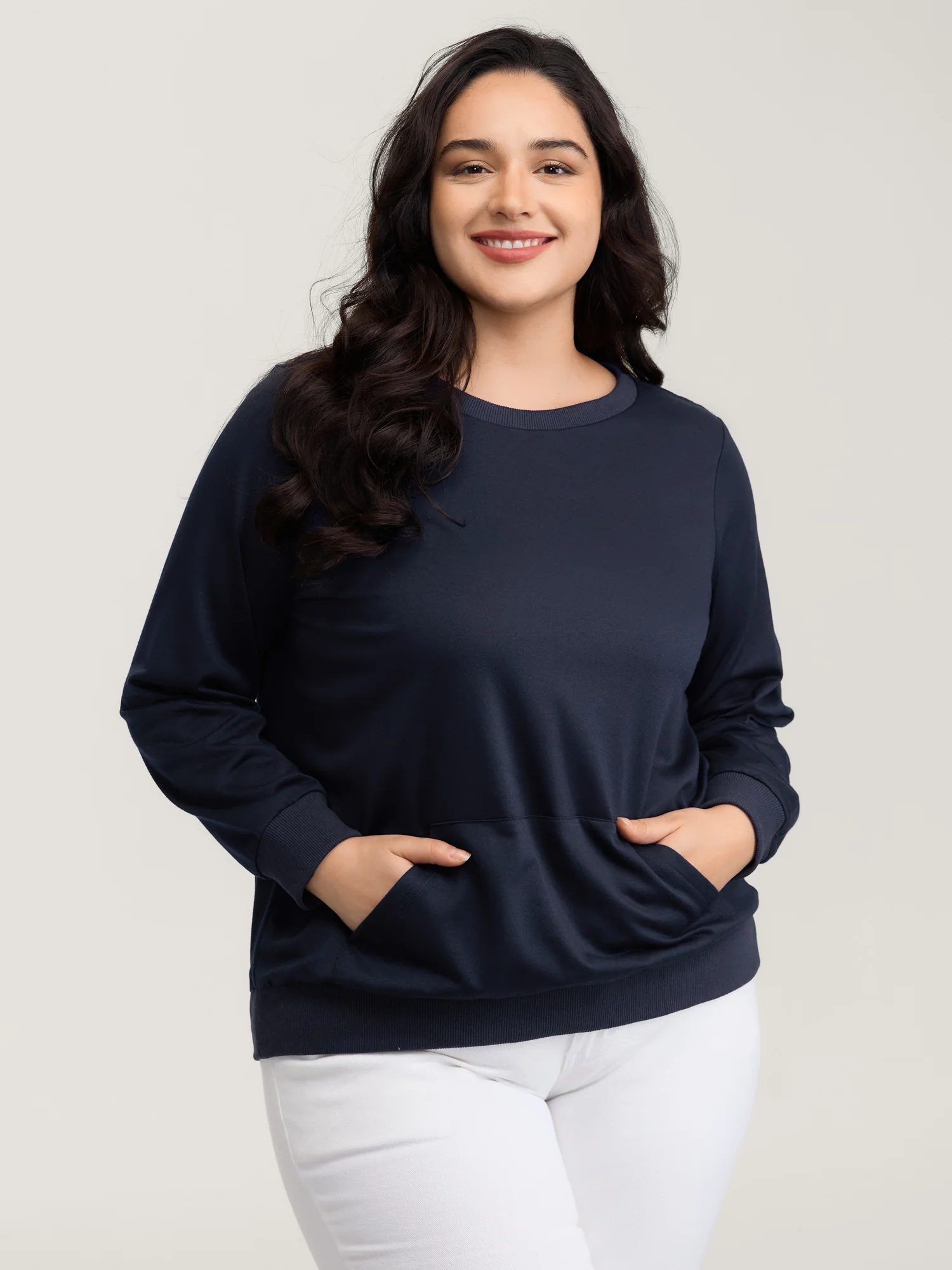 Floral Cut-Work Embroidery Solid Sweatshirt - Image 2