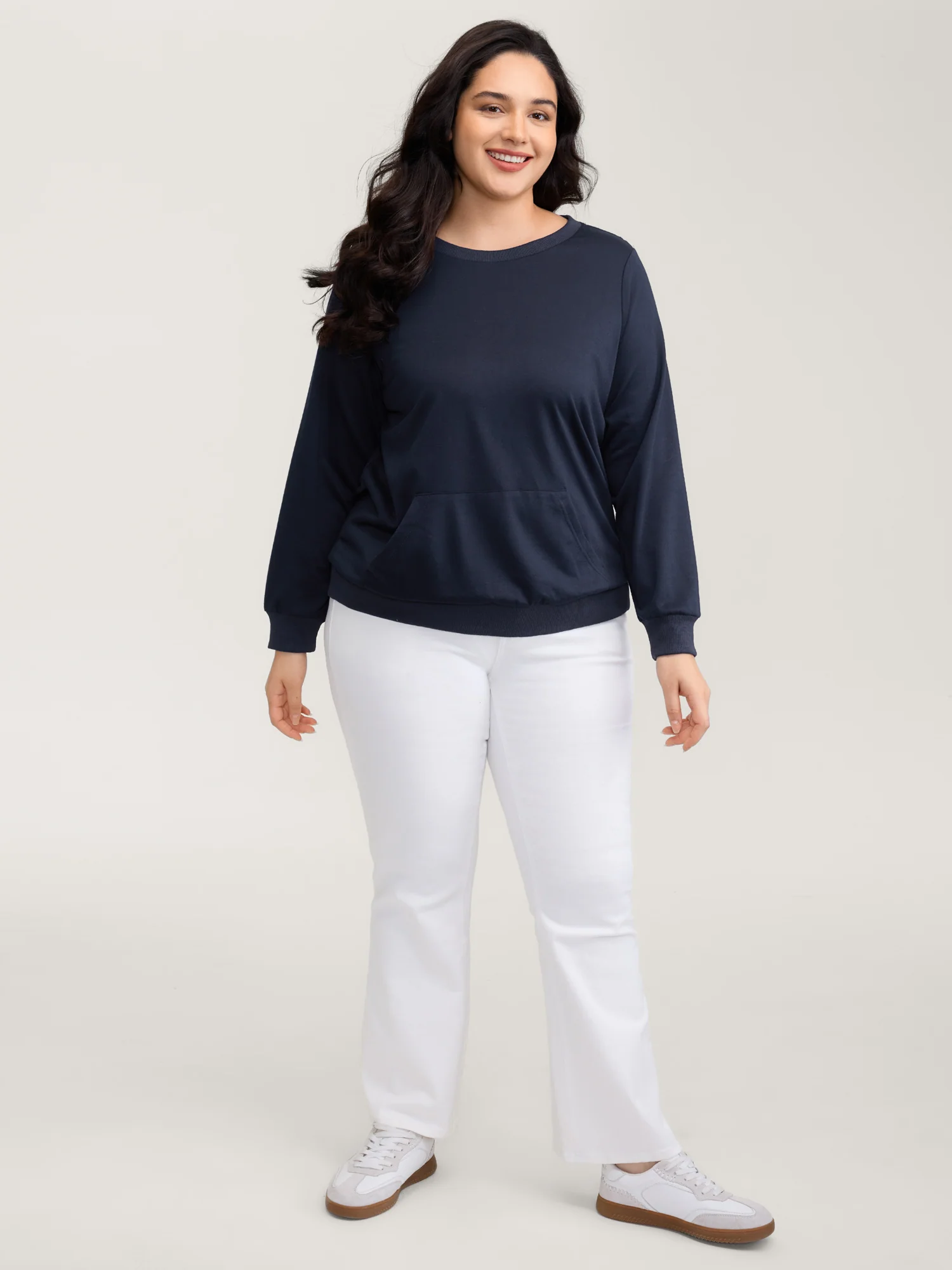Floral Cut-Work Embroidery Solid Sweatshirt - Image 3