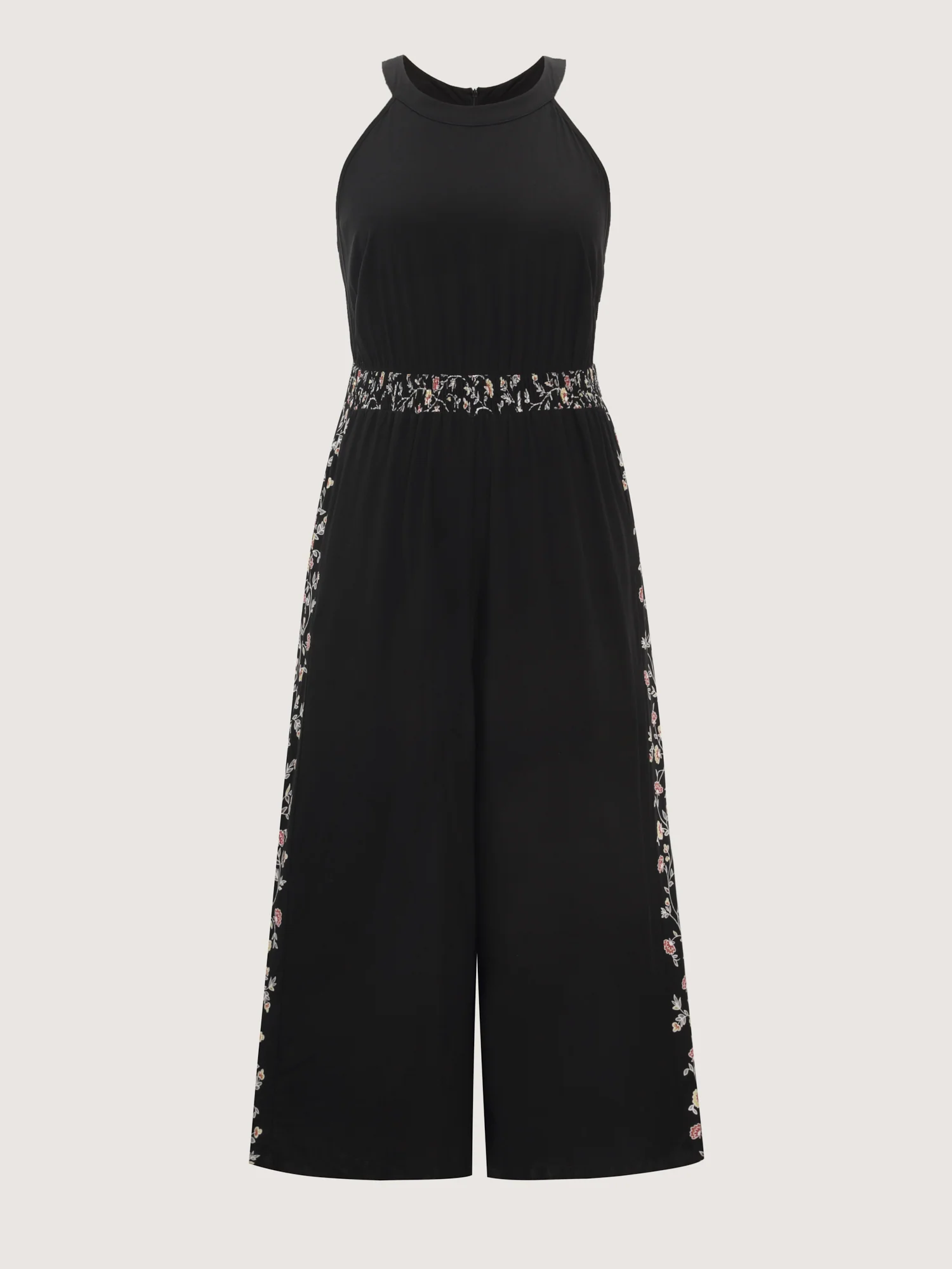Floral Detail Patchwork Halter Neck Jumpsuit - Image 7