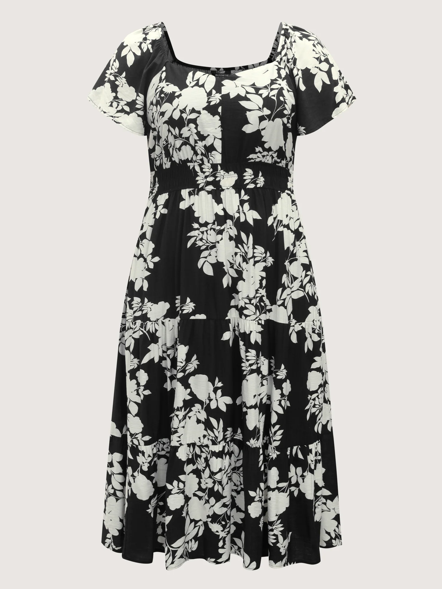 Floral Double Stretchy Waist Midi Dress - Image 6