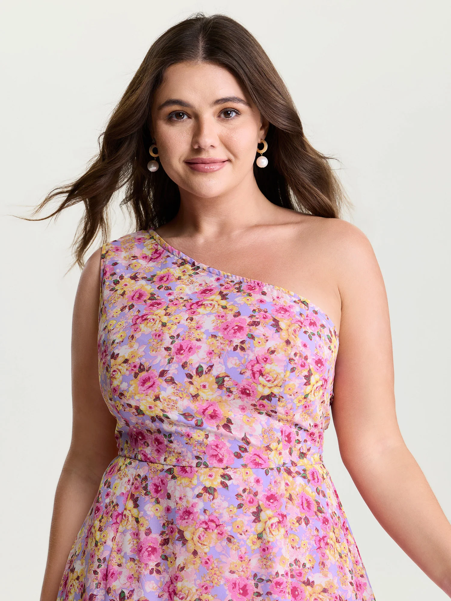 Floral Ease Ruffled Hem One-Shoulder Midi Dress - Image 2