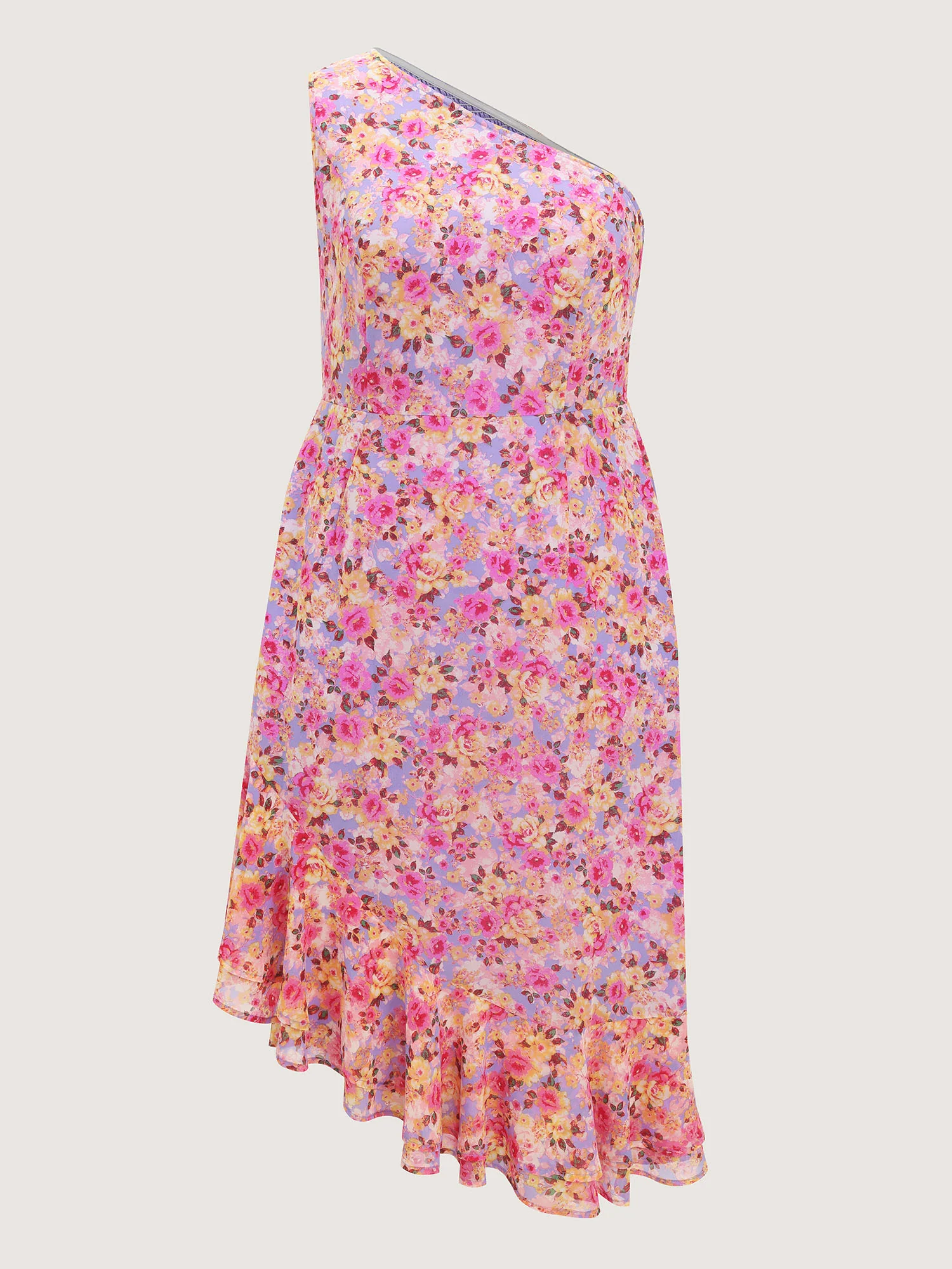 Floral Ease Ruffled Hem One-Shoulder Midi Dress - Image 5
