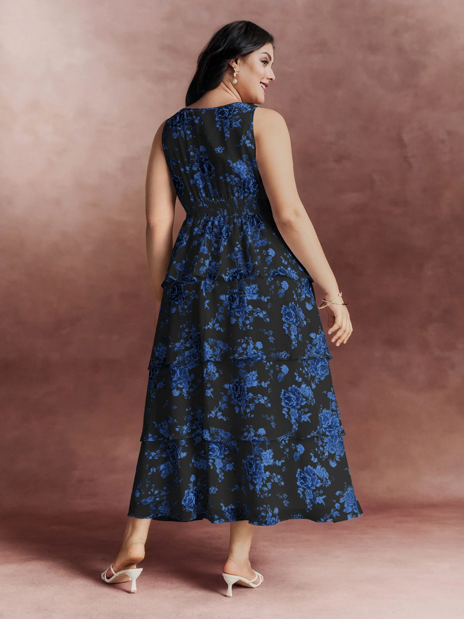 Floral Elegance Tiered V-Neck Maxi Dress - Image 11