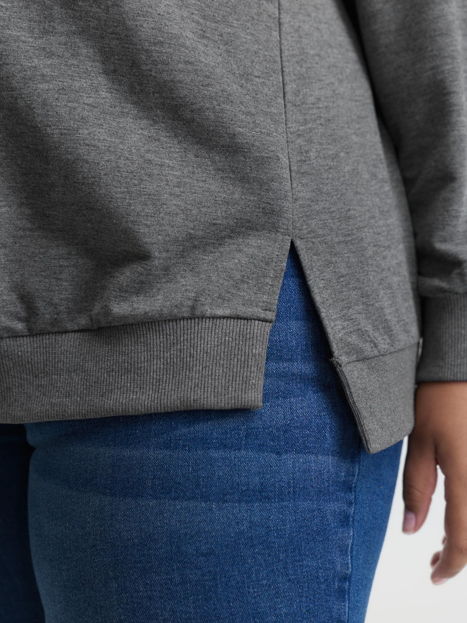 Floral Embroidered Applique Slit Sweatshirt - Image 3