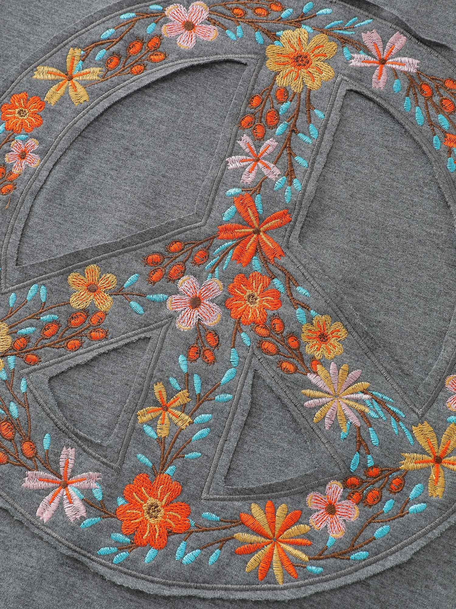 Floral Embroidered Applique Slit Sweatshirt - Image 7