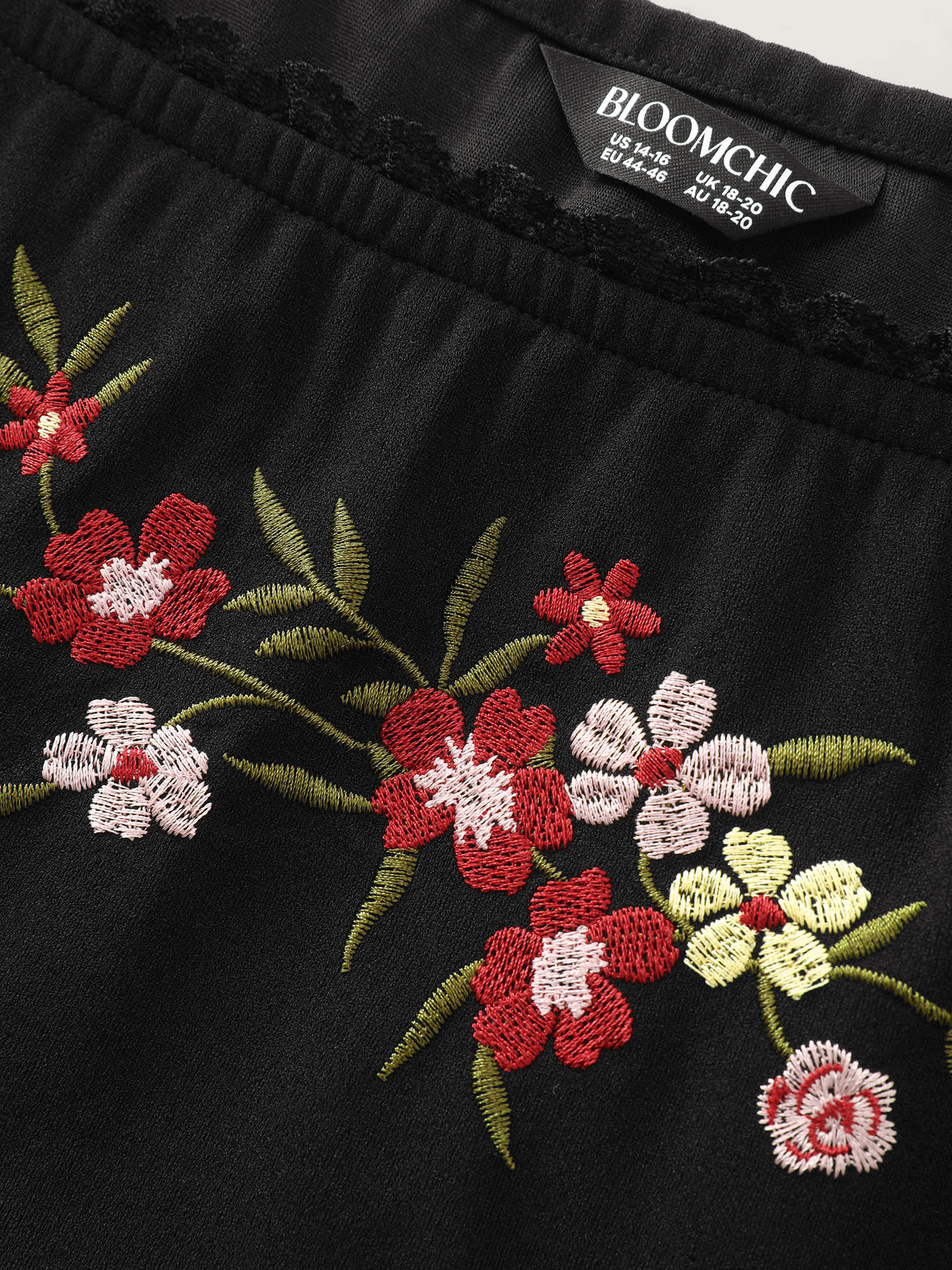 Floral Embroidered Babydoll Plain Knit Top - Image 5