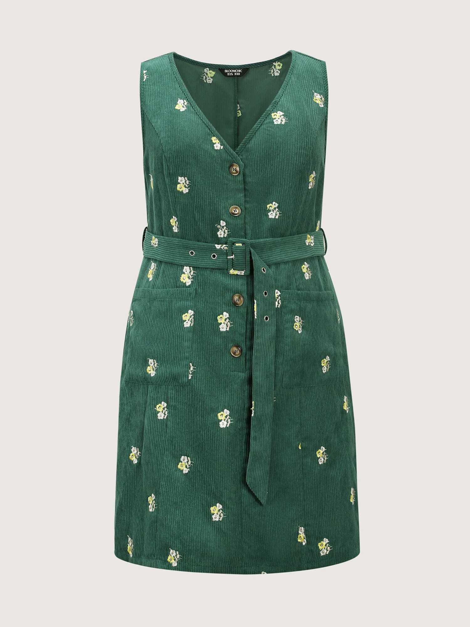 Floral Embroidered Belted Waist Midi Dress - Image 7