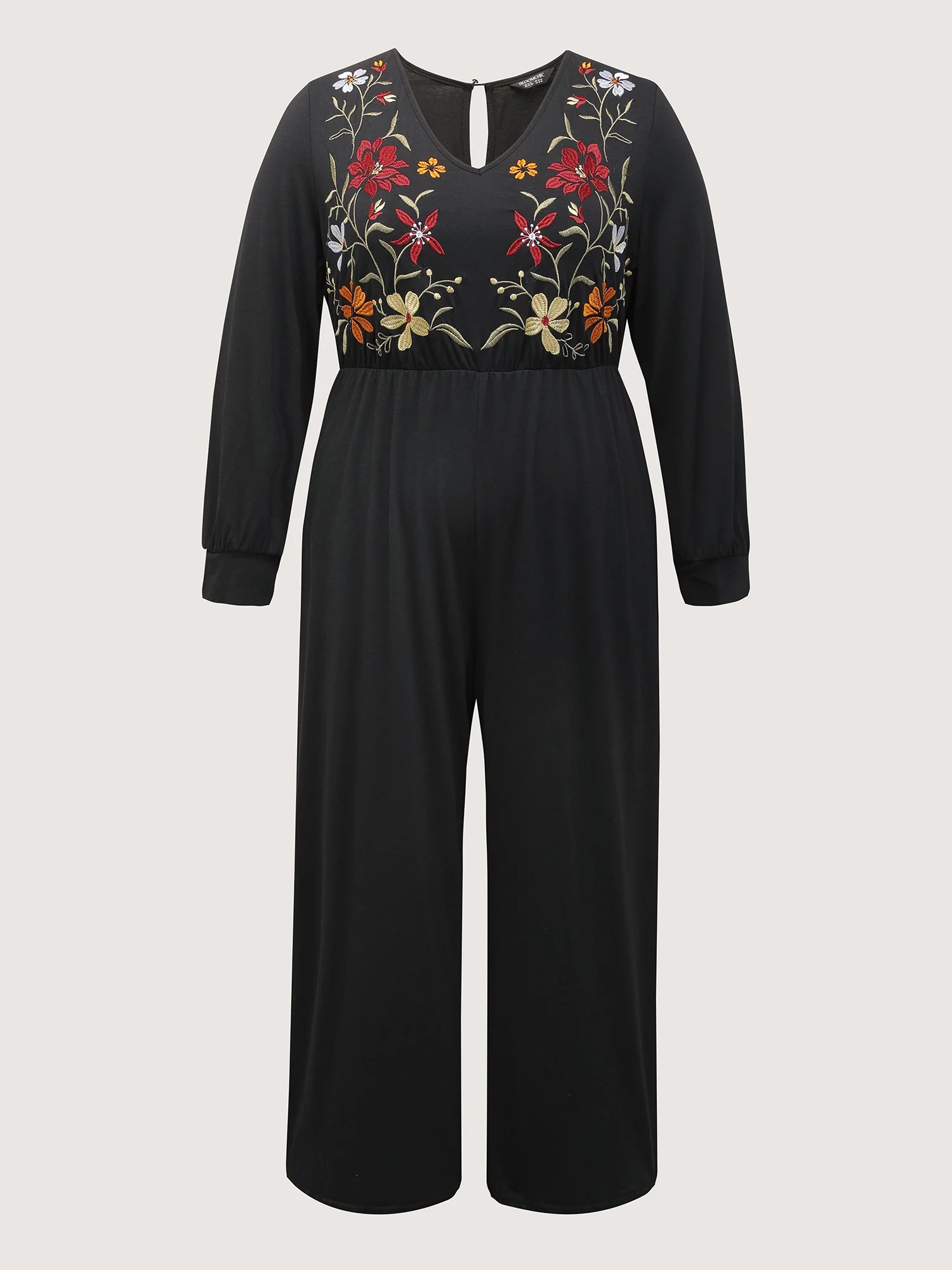 Floral Embroidered Bodice Stretchy Jumpsuit - Image 5