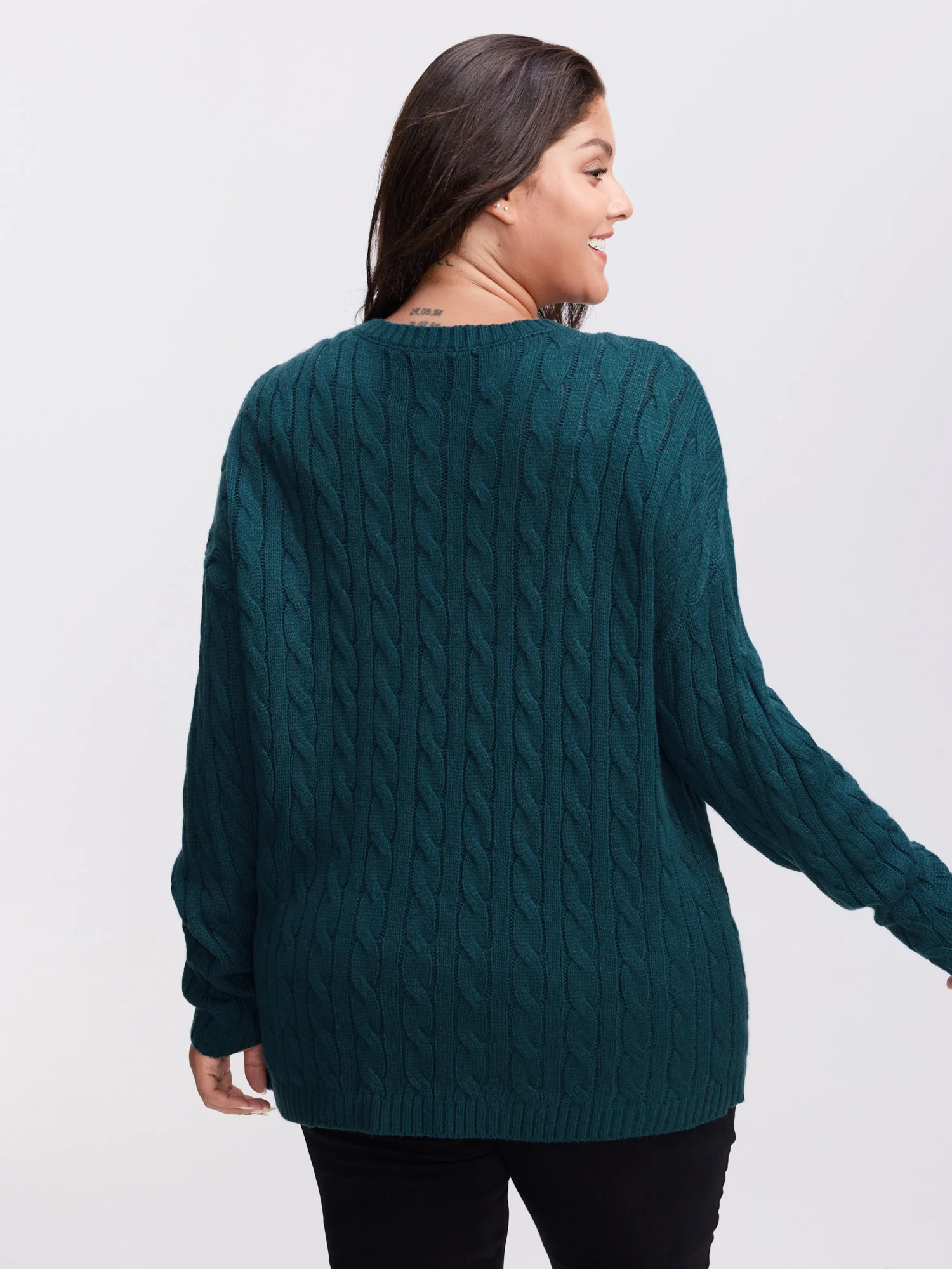 Floral Embroidered Cable Knit Pullover - Image 4