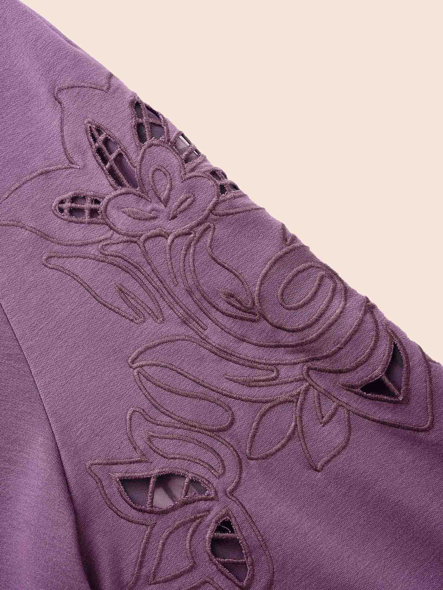 Floral Embroidered Cut Out Hooded Sweatshirt - Image 6