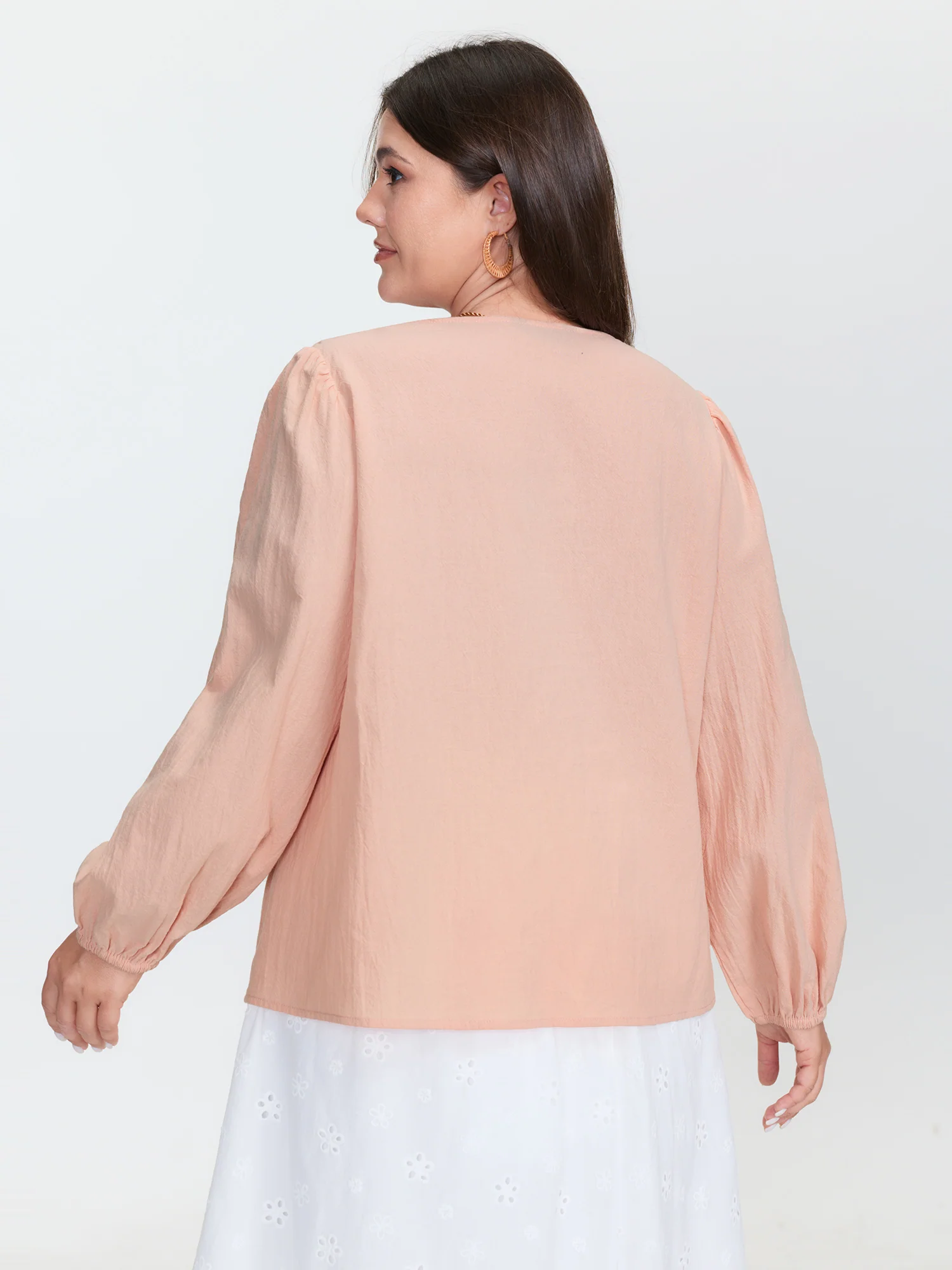 Cotton Floral Embroidered Double-Tie Blouse - Image 5