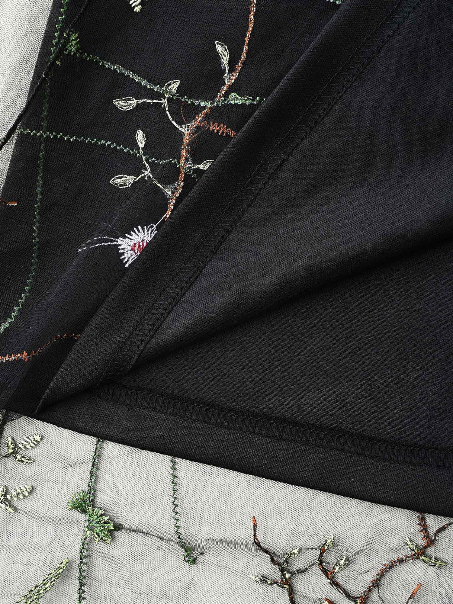 Floral Embroidered Elastic Waist Lined Midi Dress - Image 13