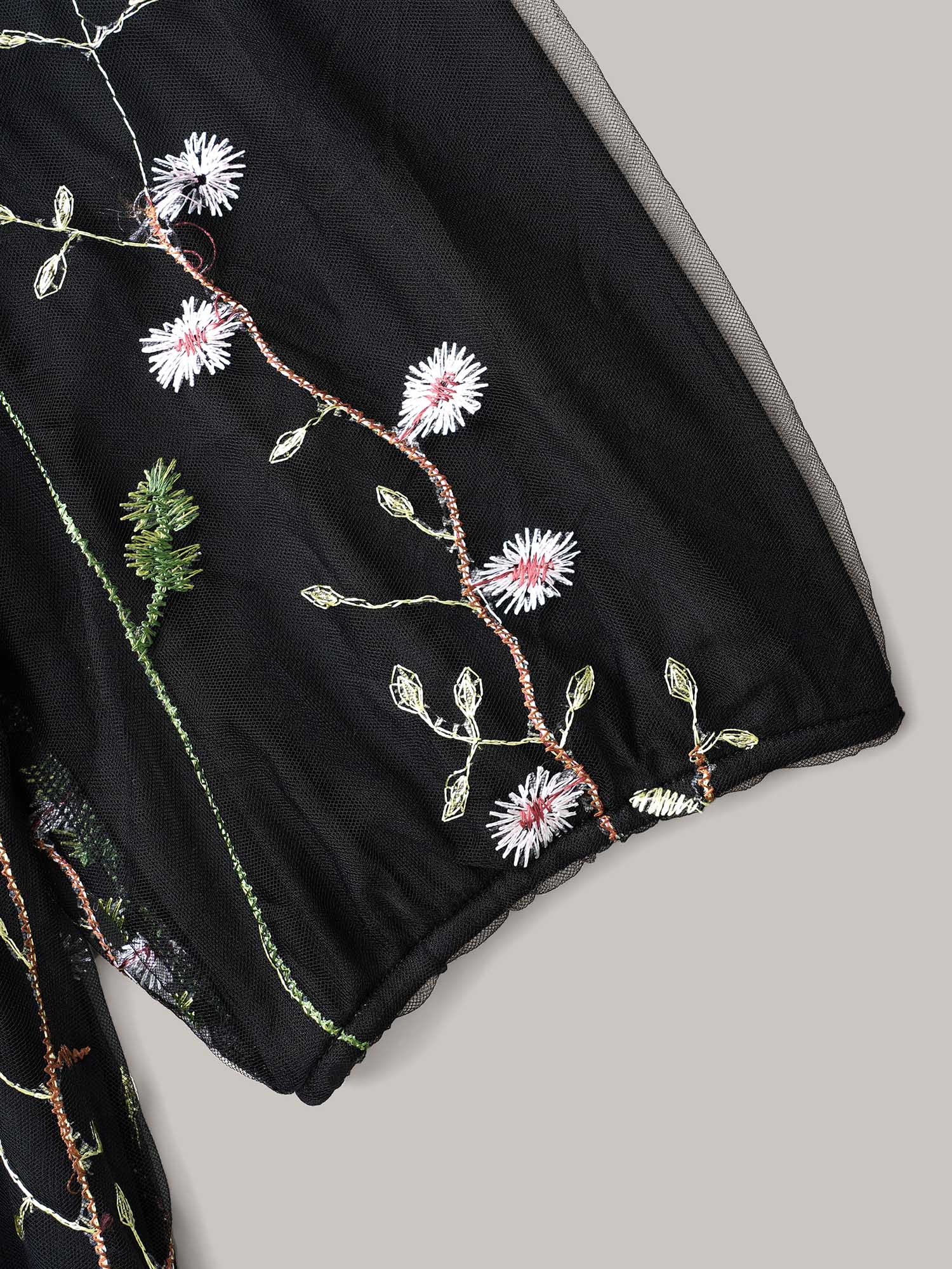 Floral Embroidered Elastic Waist Lined Midi Dress - Image 14