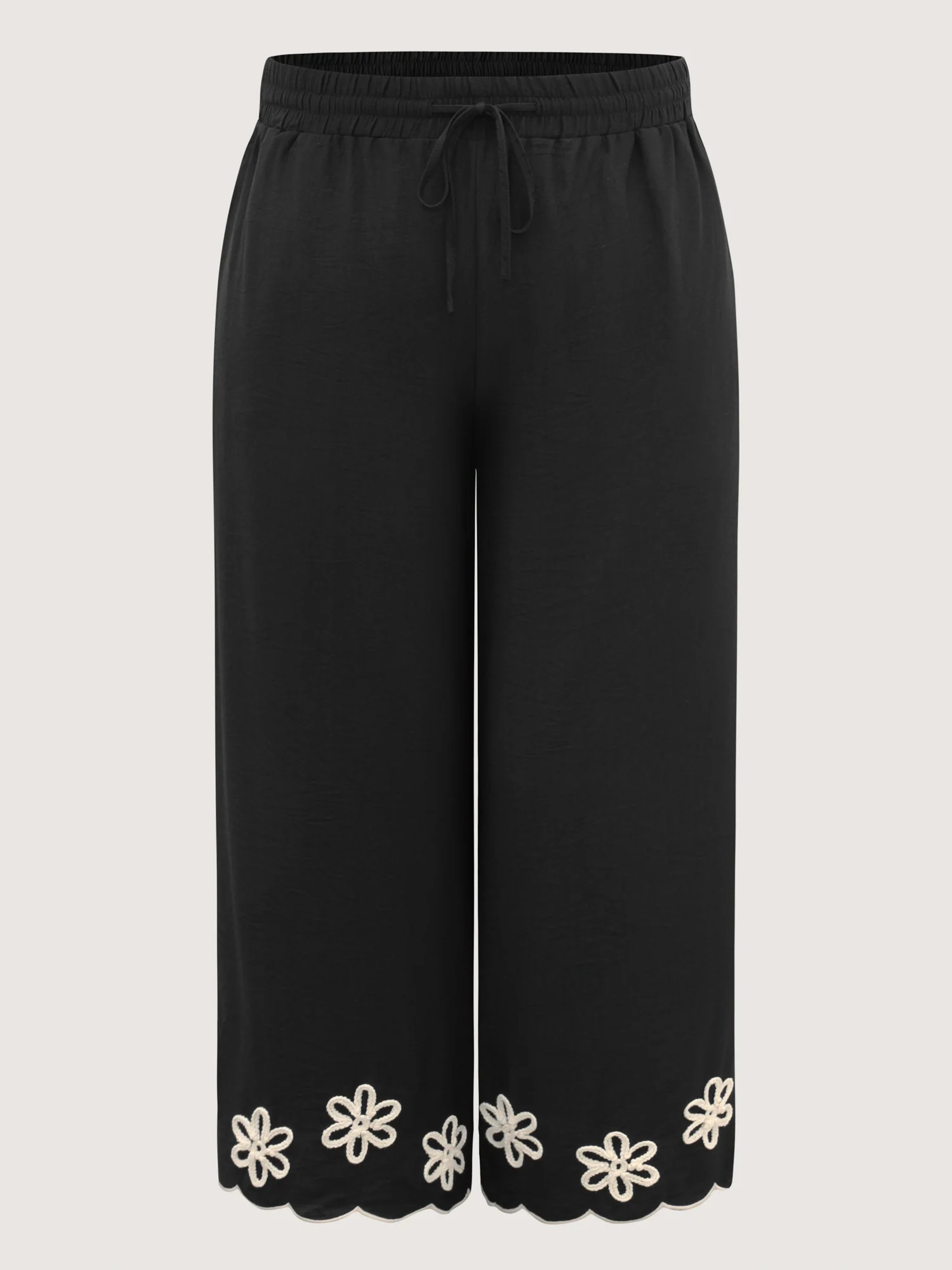 Floral Embroidered Hem Drawstring Pants - Image 8
