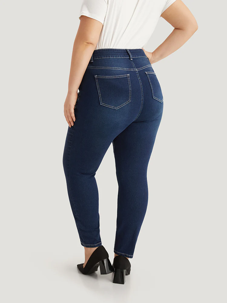 Floral Embroidered High Rise Skinny Jeans - Image 6