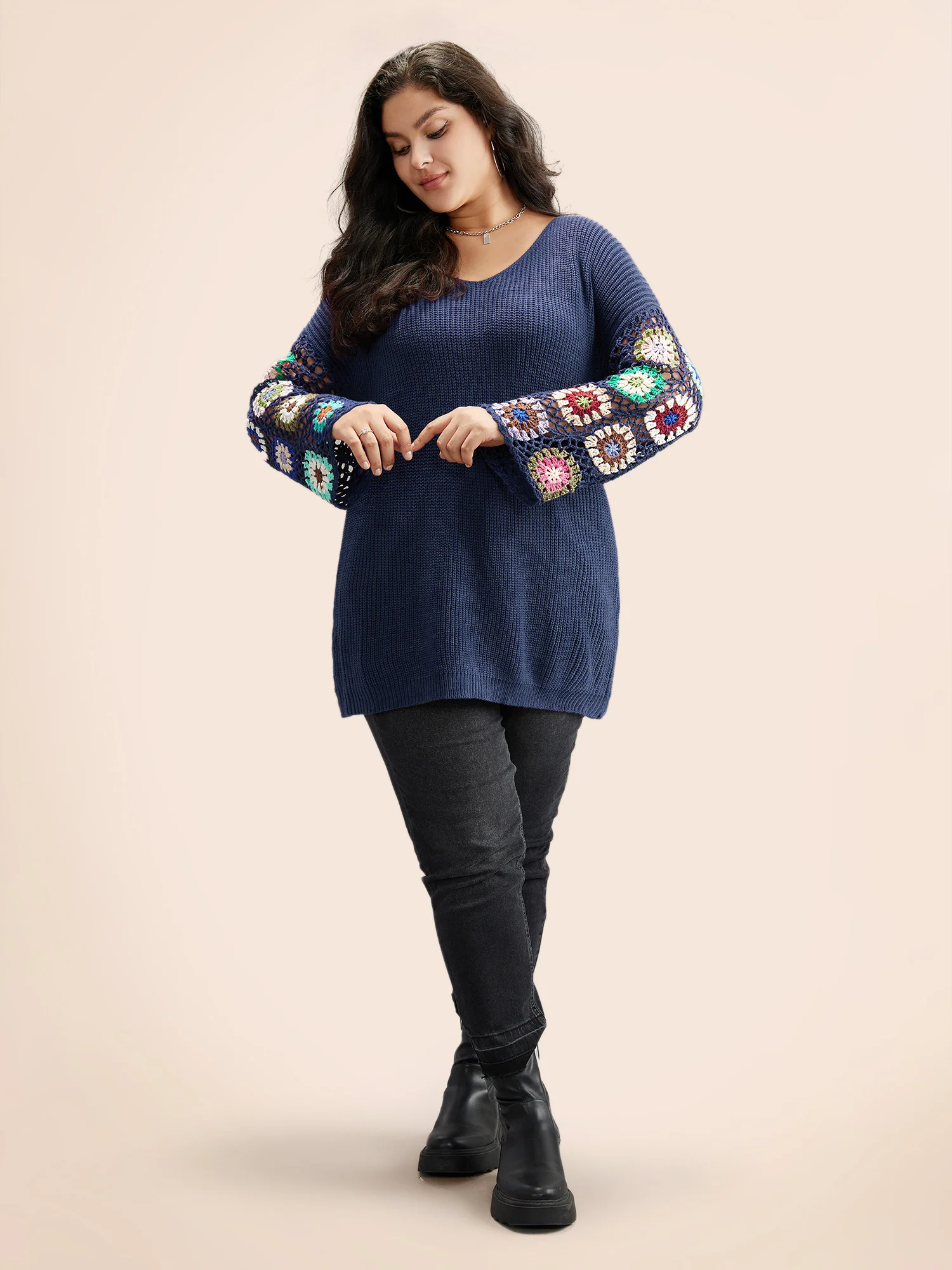 Floral Embroidered Hollow Out Pullover - Image 10