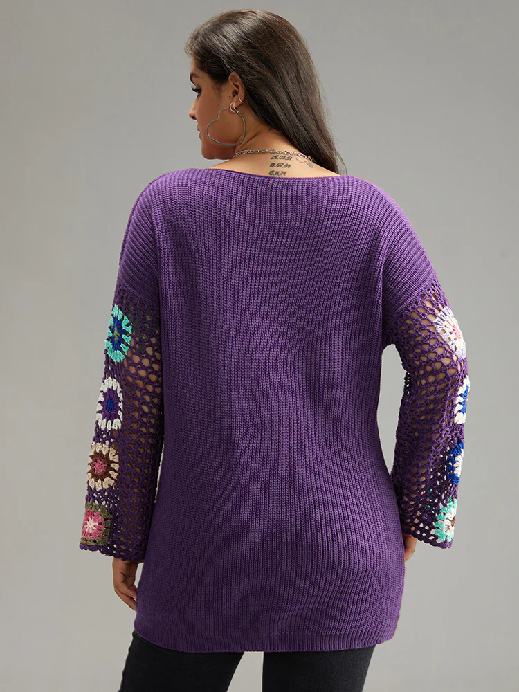 Floral Embroidered Hollow Out Pullover - Image 14