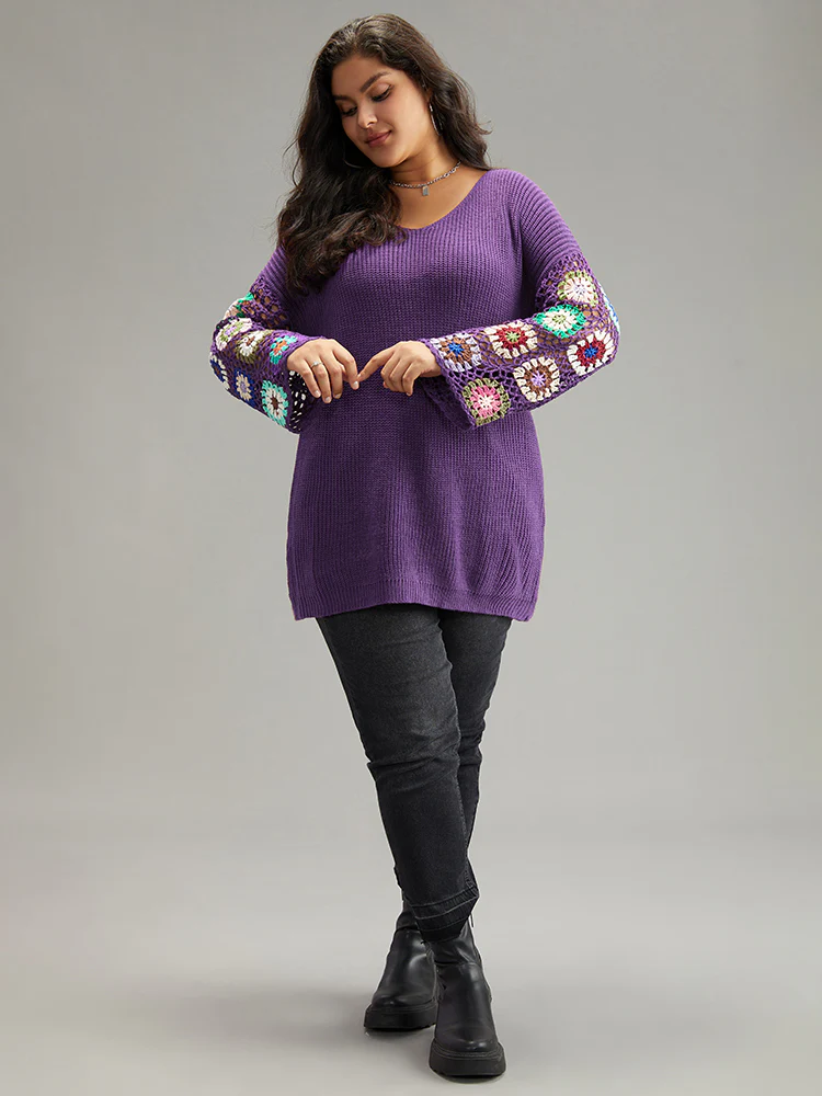 Floral Embroidered Hollow Out Pullover - Image 16