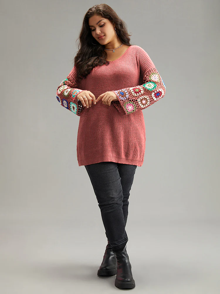 Floral Embroidered Hollow Out Pullover - Image 4