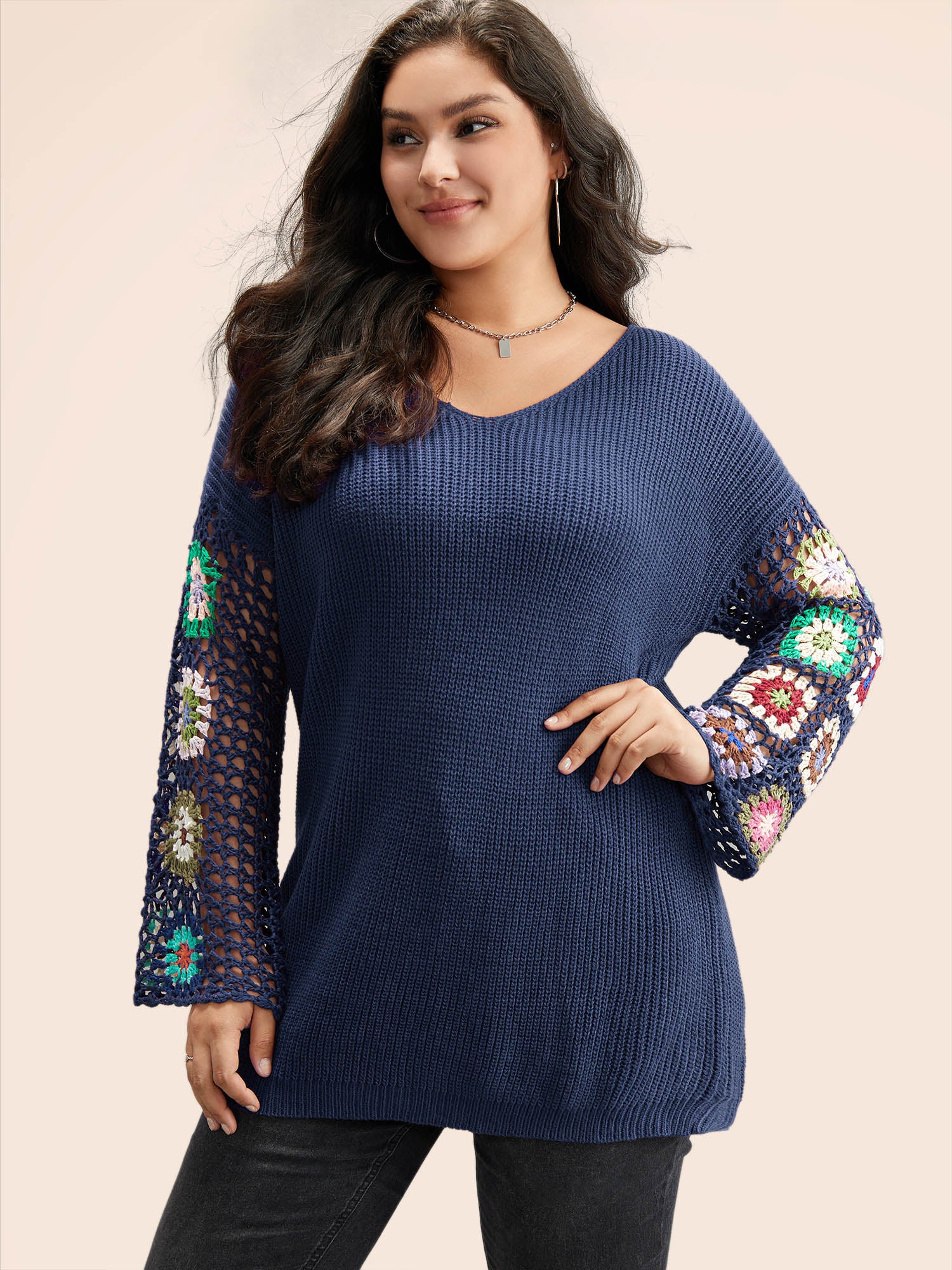 Floral Embroidered Hollow Out Pullover - Image 6