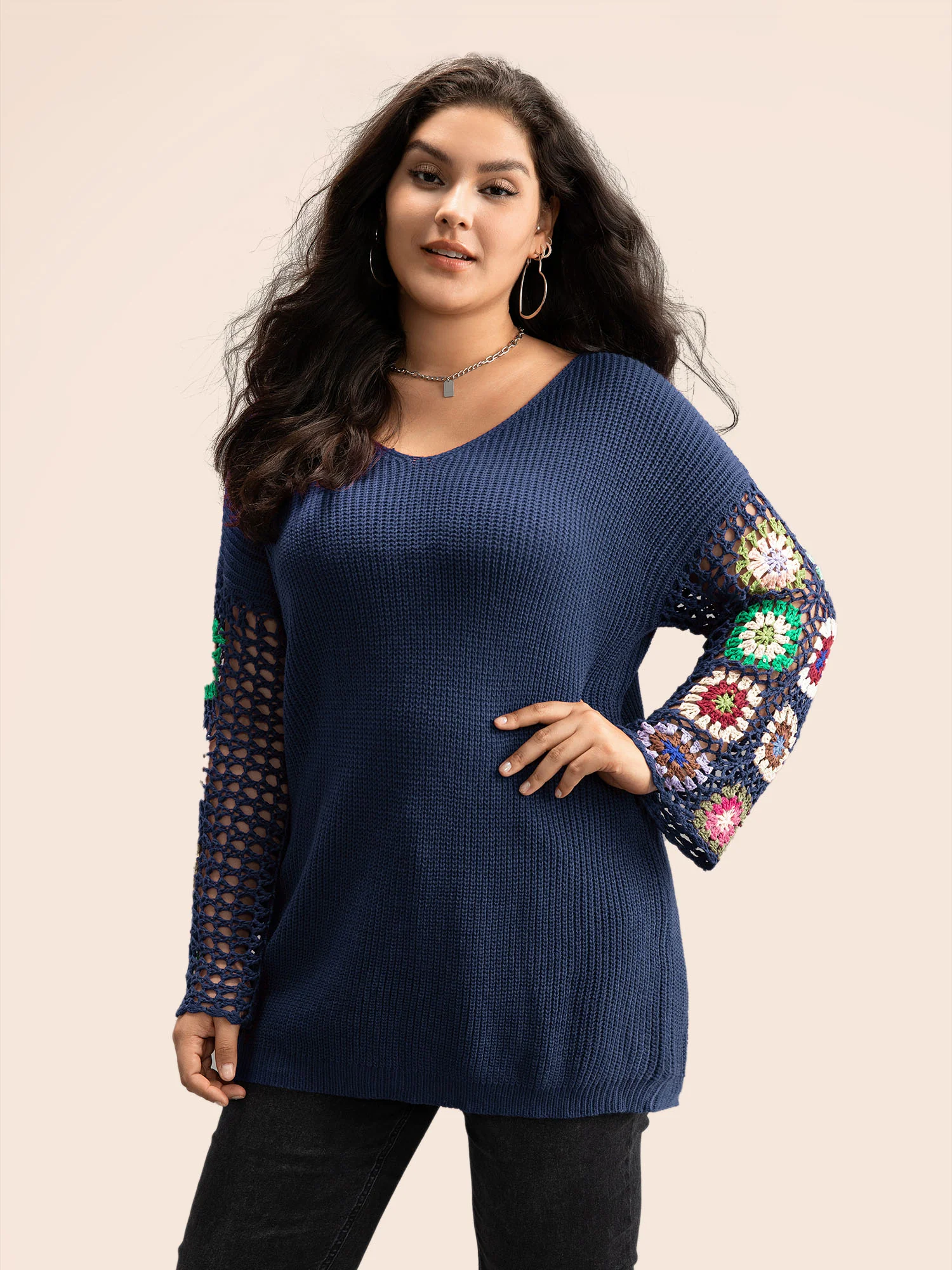 Floral Embroidered Hollow Out Pullover - Image 7