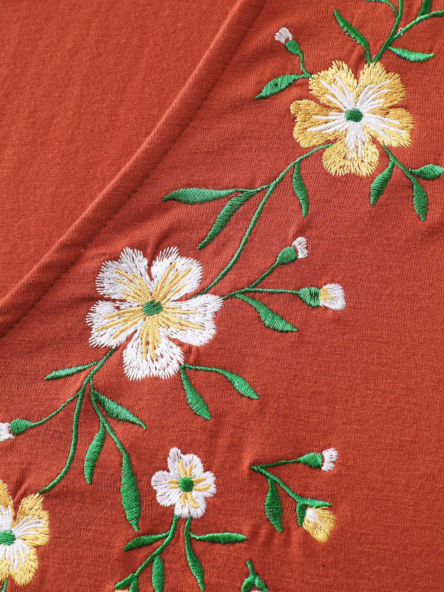 Floral Embroidered Lace Knit T-Shirt - Image 6