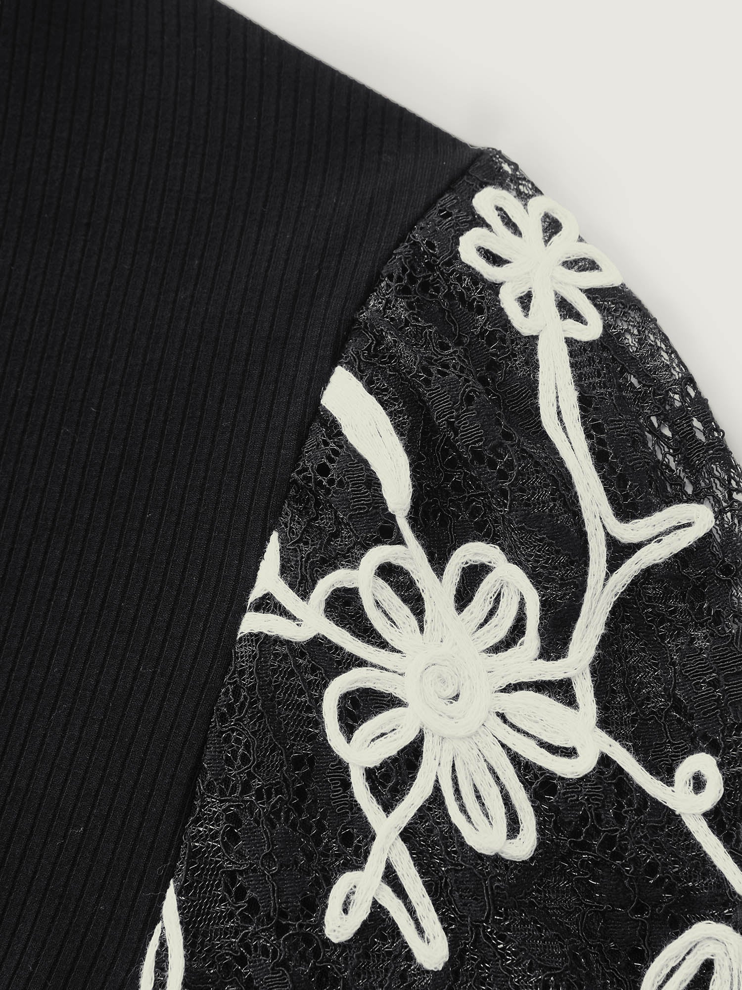 Floral Embroidered Lace Mock Neck Knit Top - Image 5