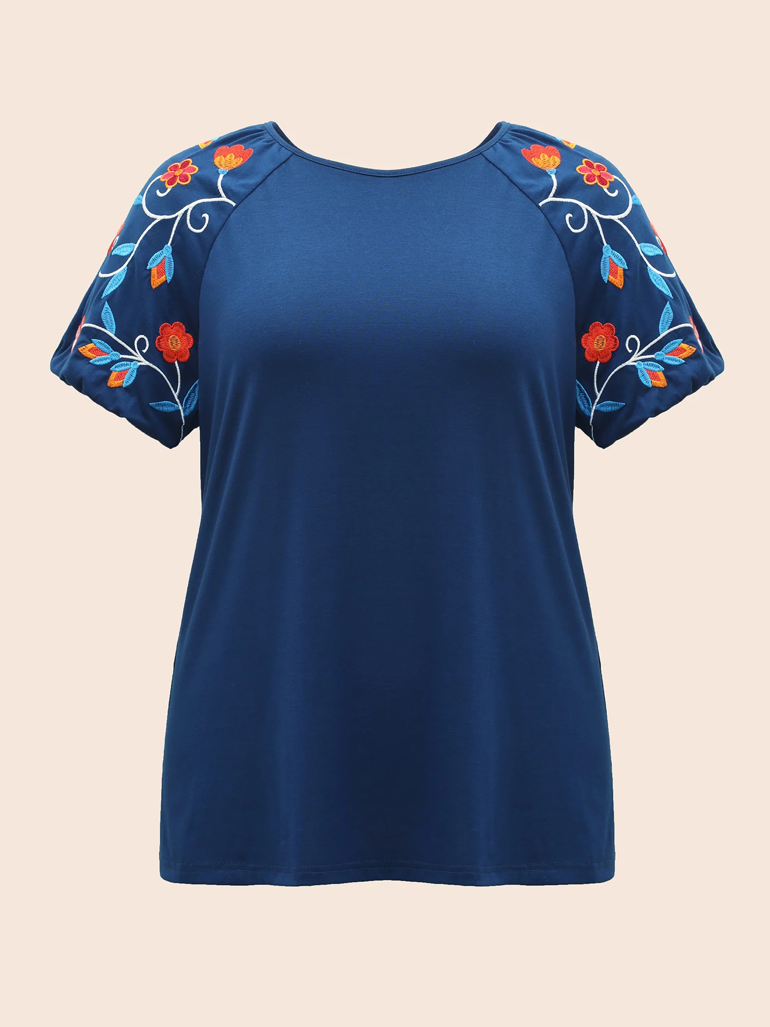 Floral Embroidered Lantern Sleeve T-shirt - Image 6