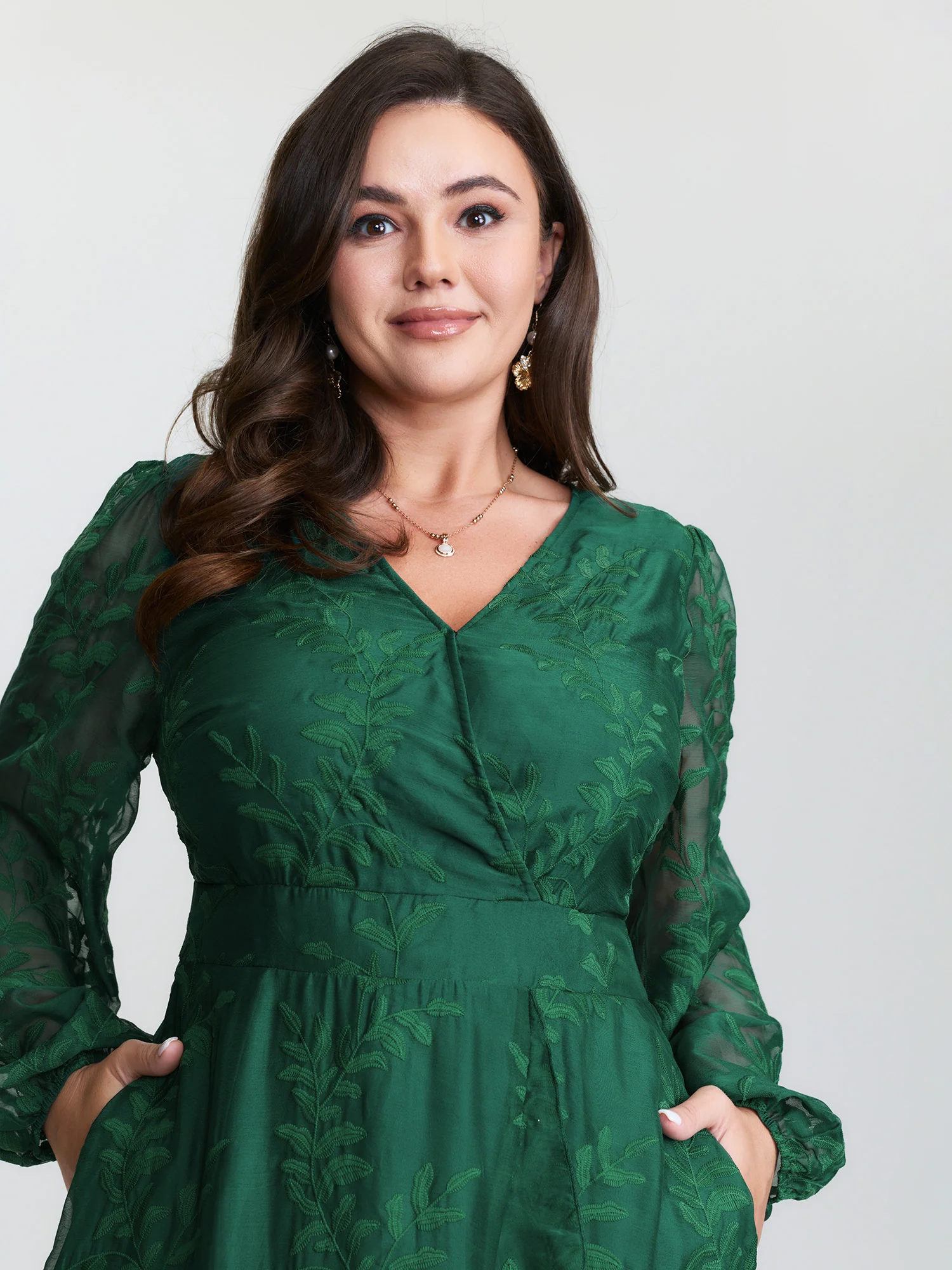 Floral Embroidered Layered Hem Midi Dress - Image 2