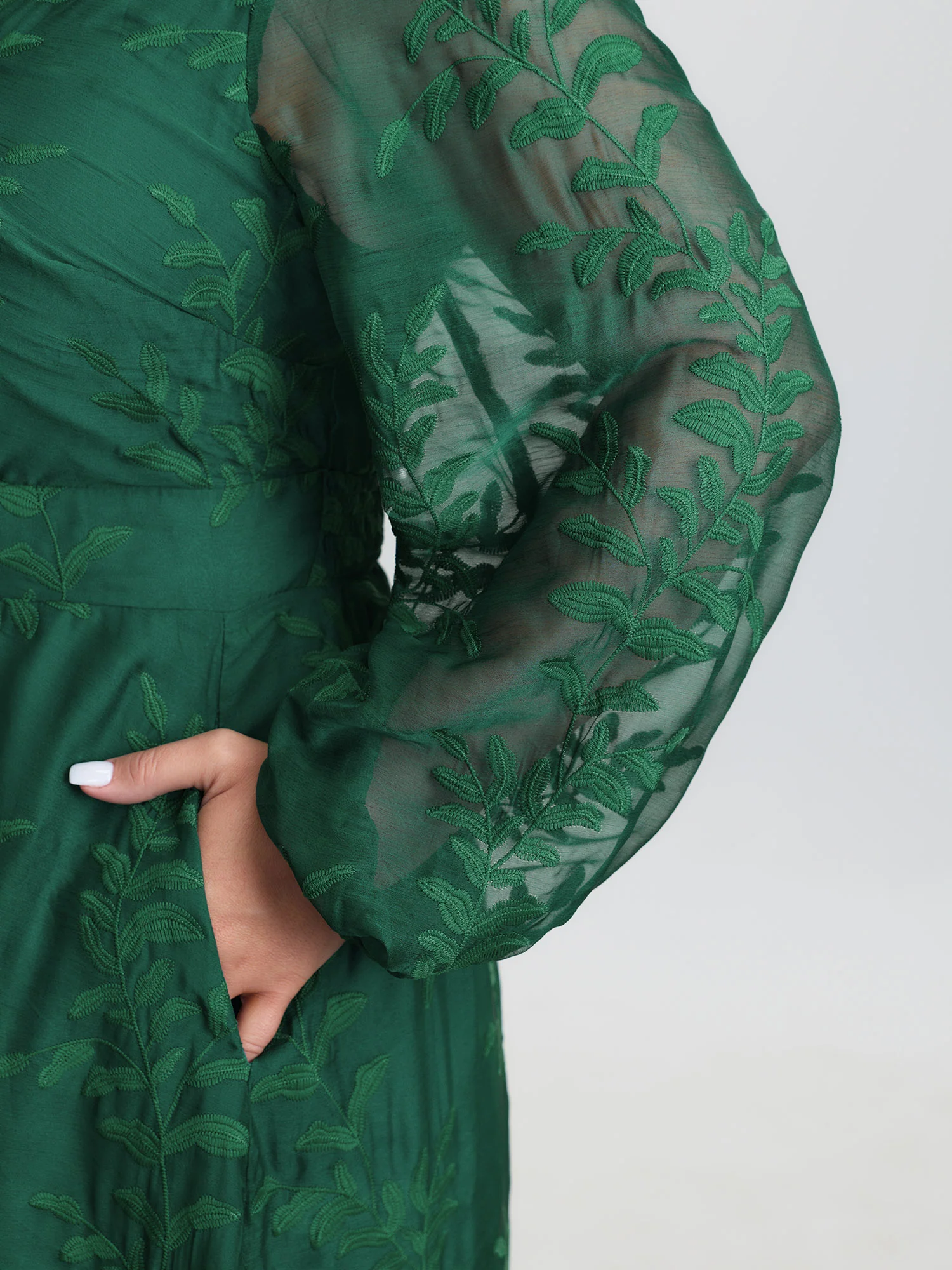 Floral Embroidered Layered Hem Midi Dress - Image 4