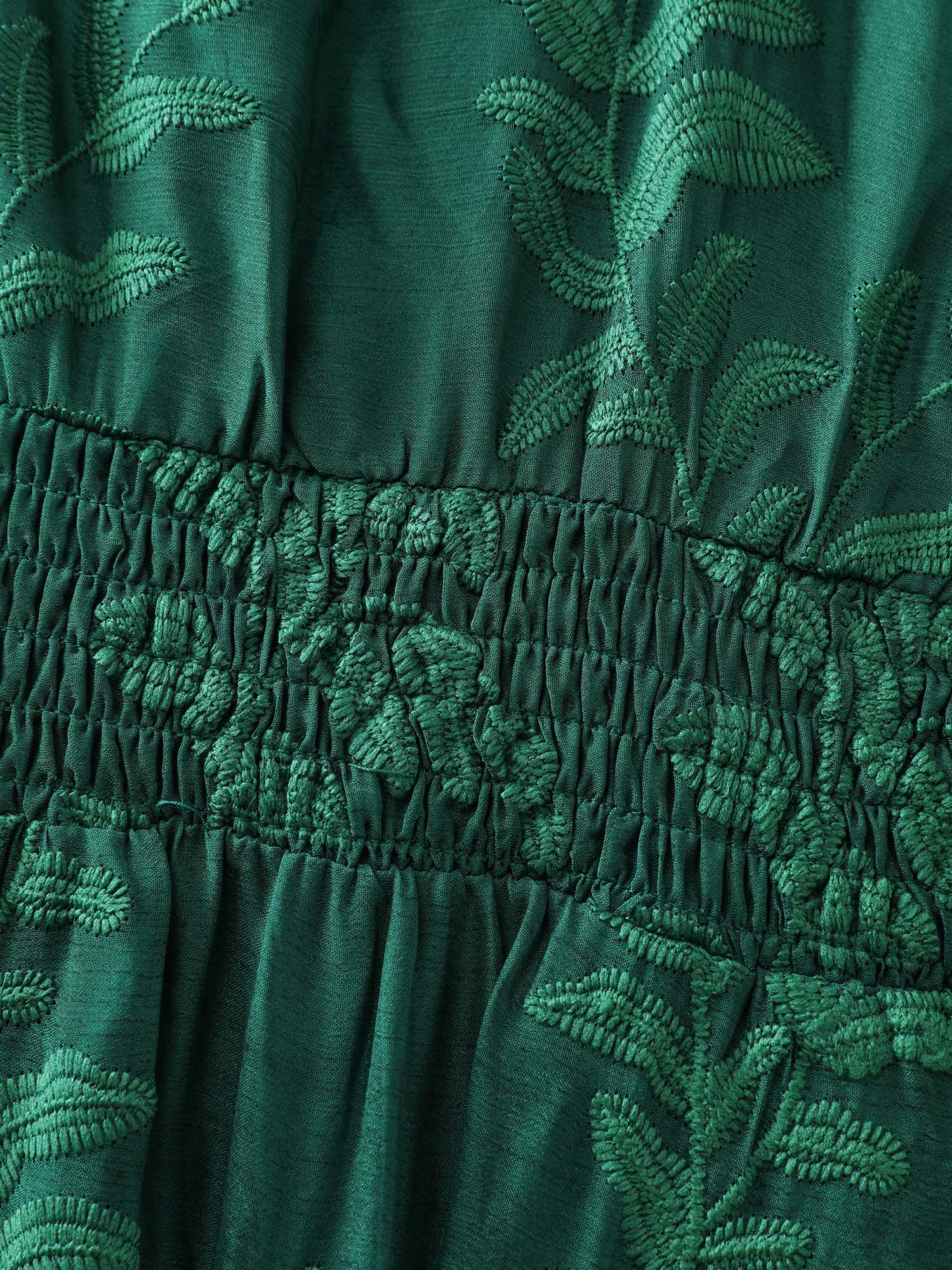 Floral Embroidered Layered Hem Midi Dress - Image 8