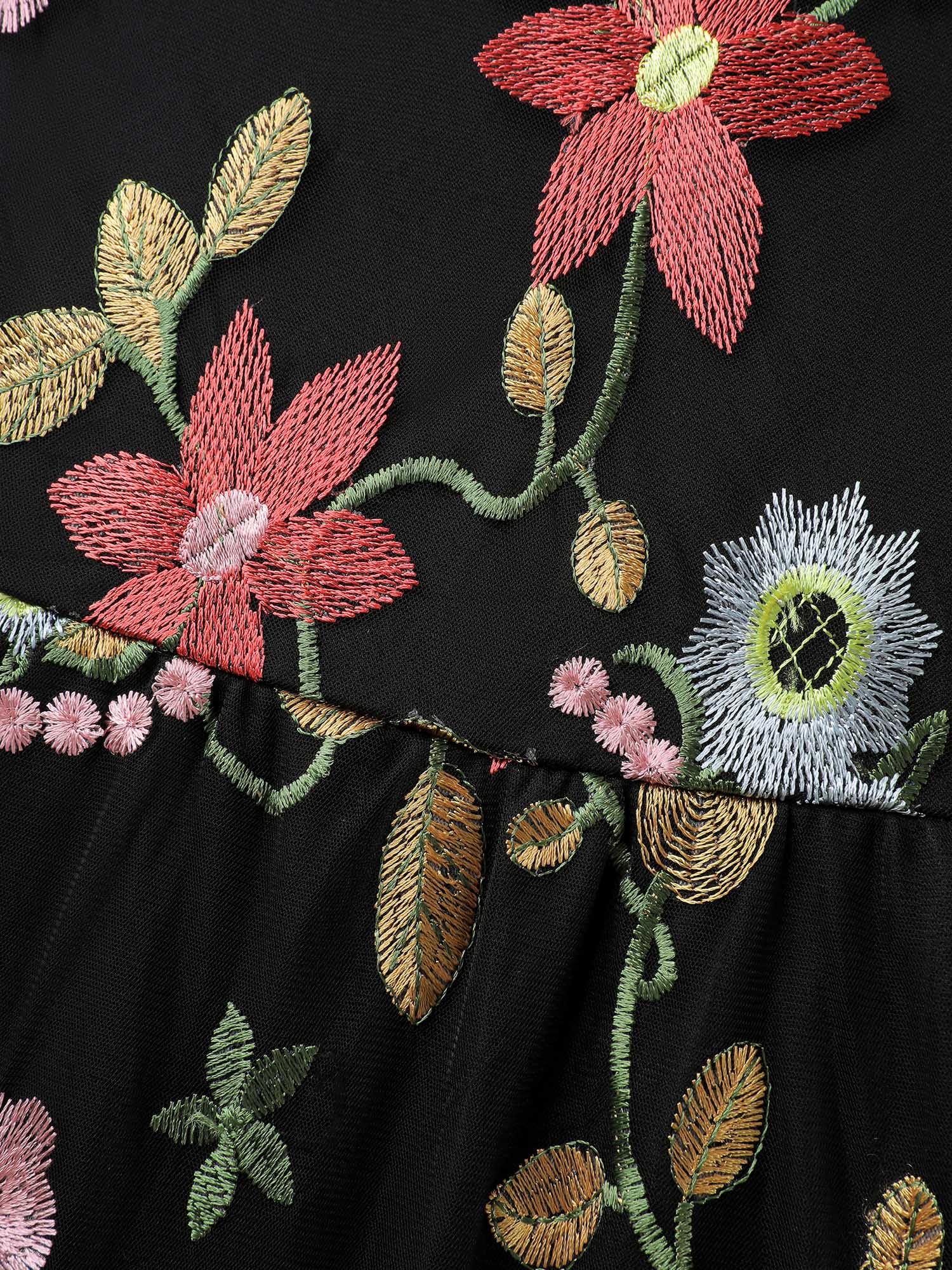 Floral Embroidered Mesh Knit Top - Image 5