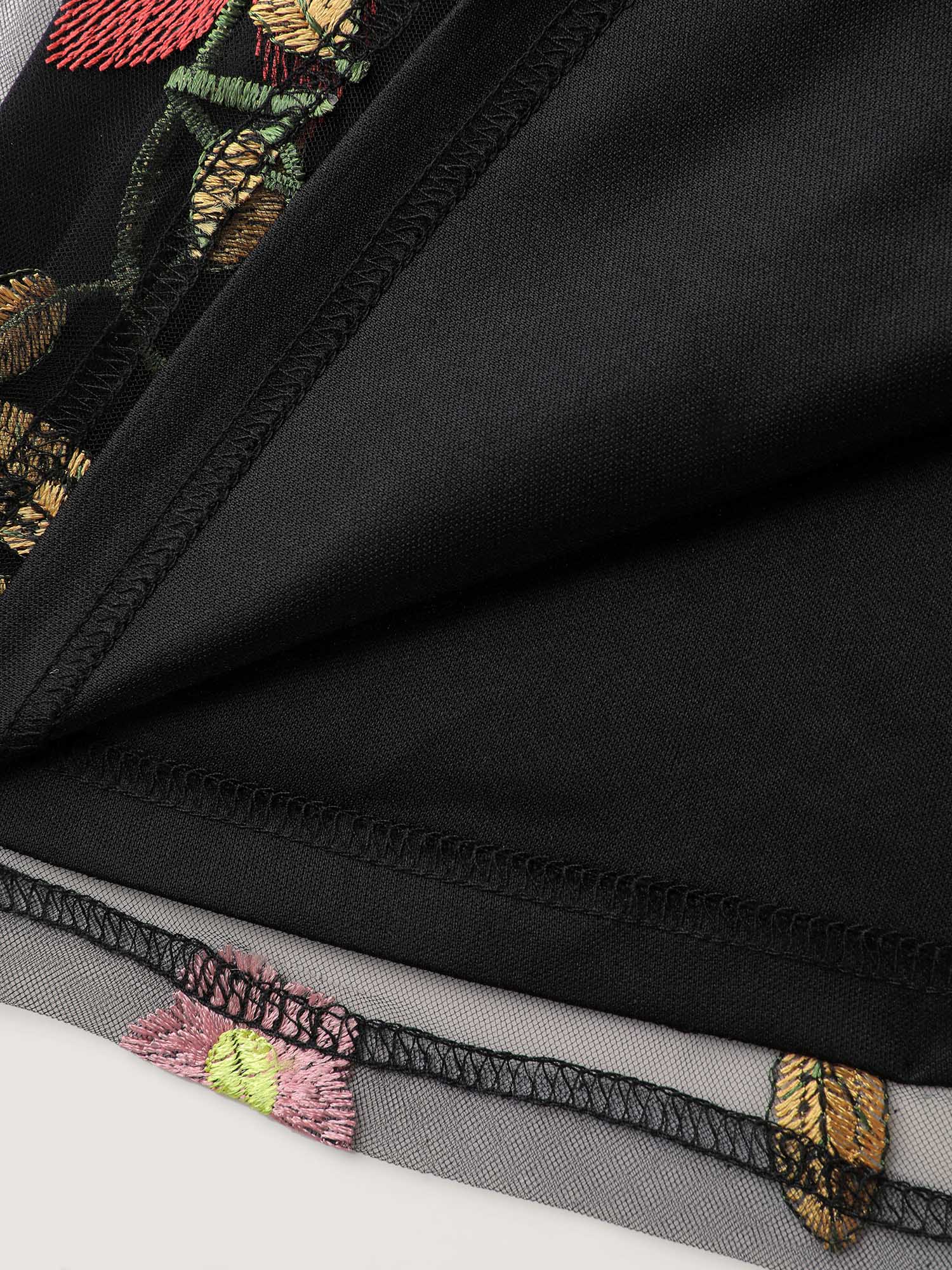 Floral Embroidered Mesh Knit Top - Image 6