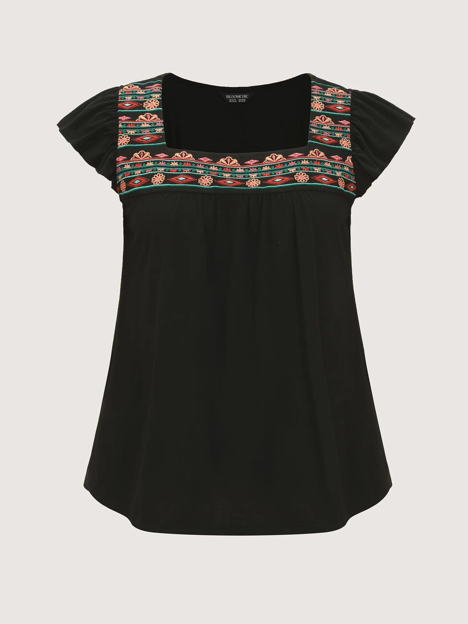 Floral Embroidered Neckline Knit Top - Image 6