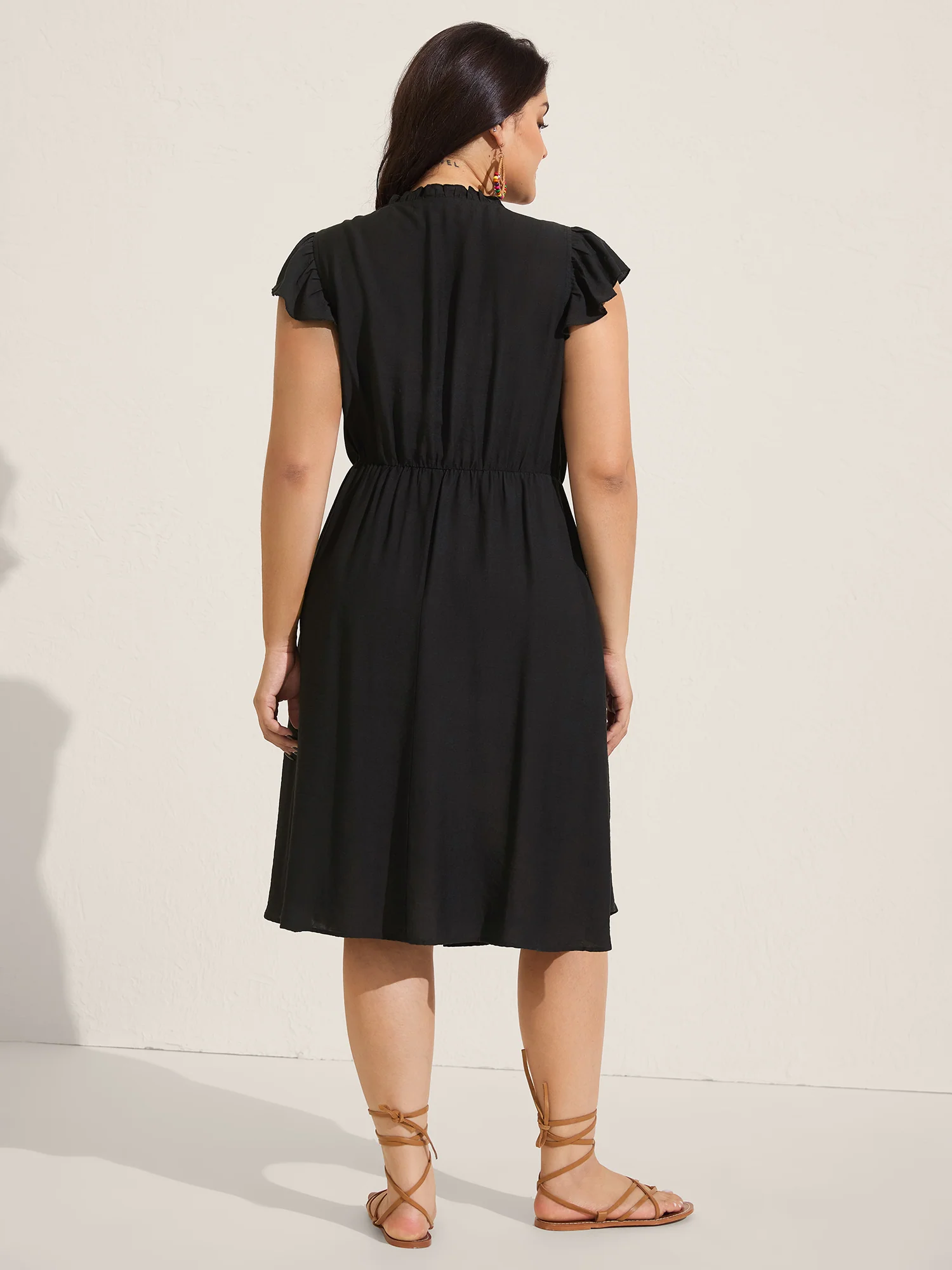 Floral Embroidered Notched Collar Mini Dress - Image 4