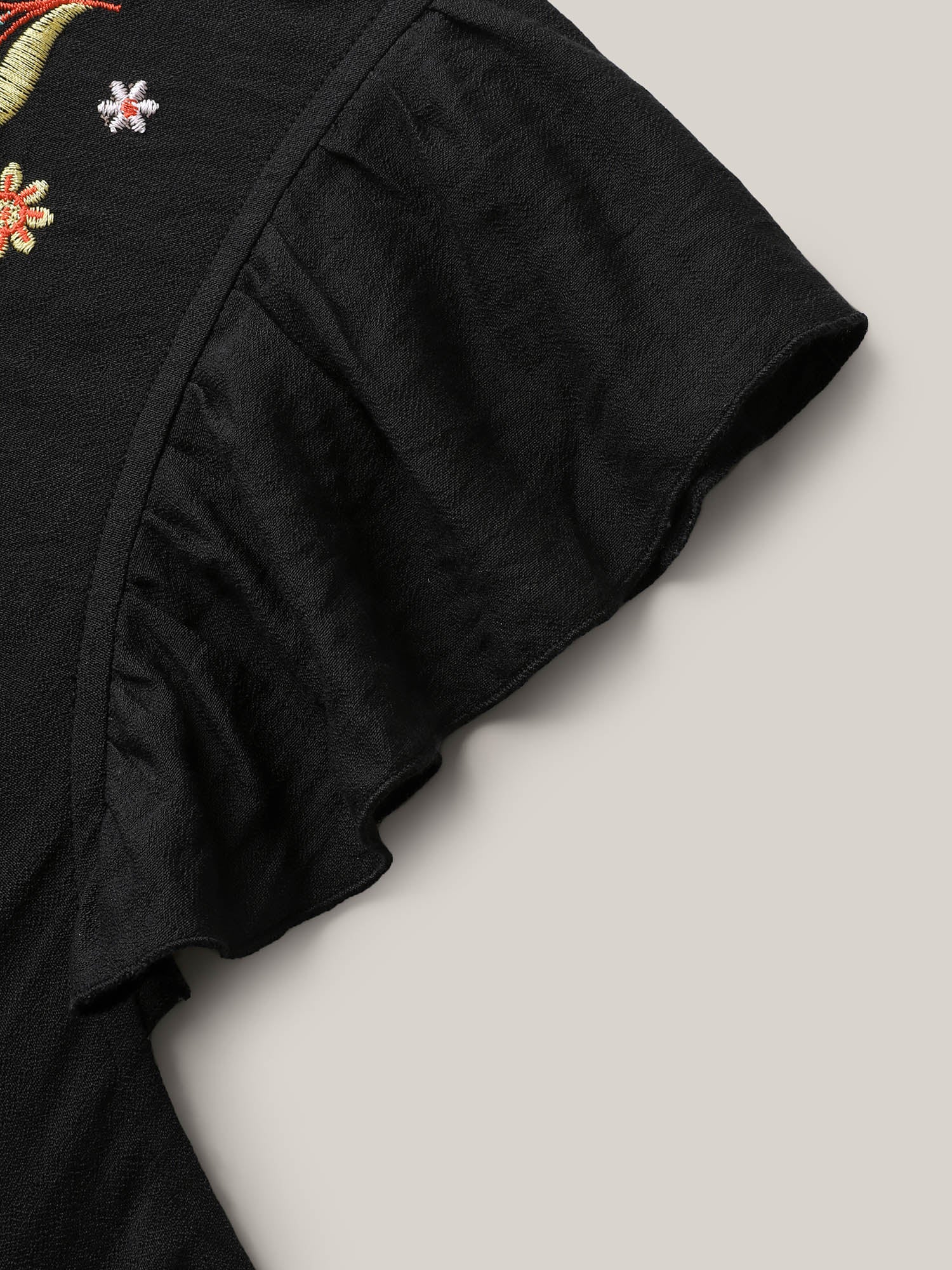Floral Embroidered Notched Collar Mini Dress - Image 7