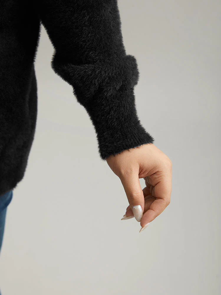 Floral Embroidered Fuzzy Open Front Cardigan - Image 7