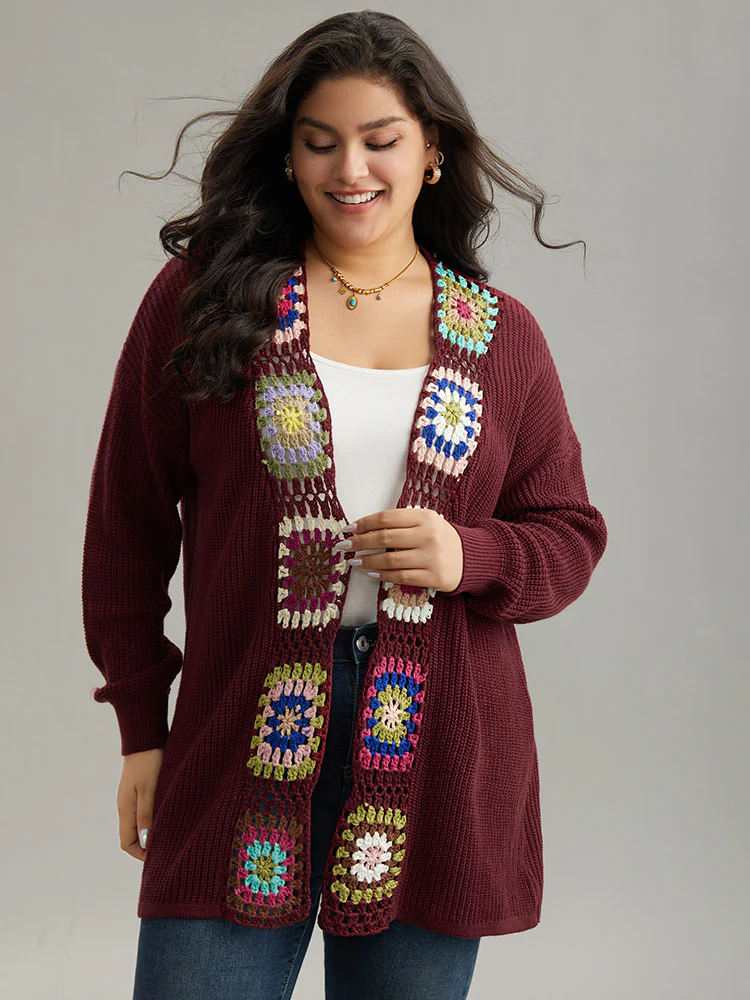 Floral Embroidered Open Front Cardigan - Image 3