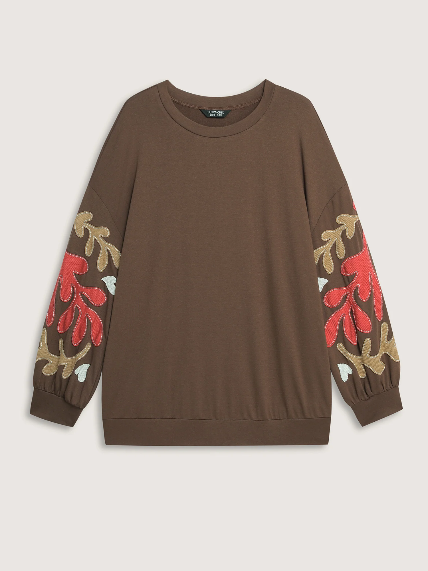 Floral Embroidered Patchwork Contrast Sweatshirt - Image 5