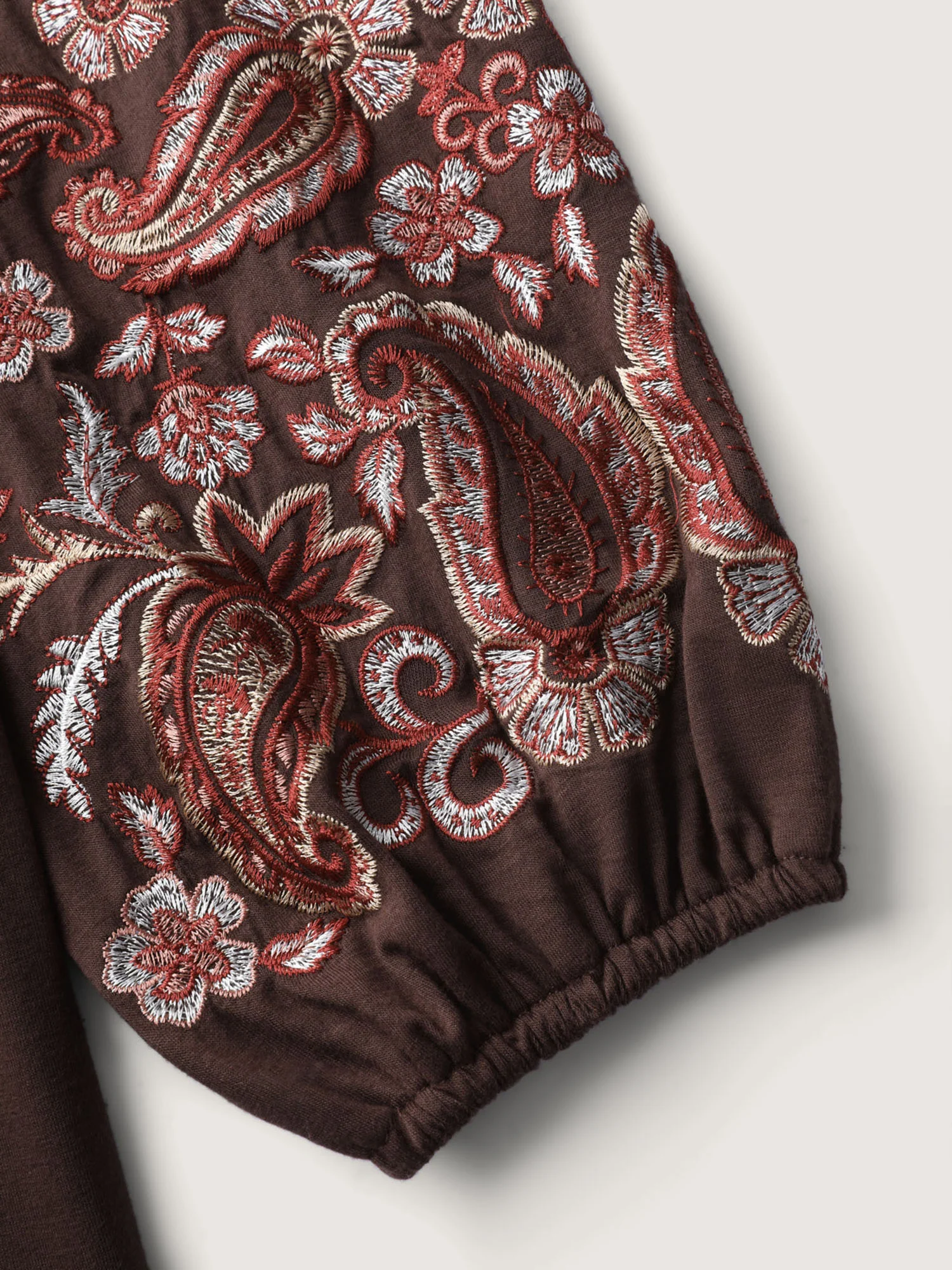 Floral Embroidered Ruffled Collar Top - Image 5