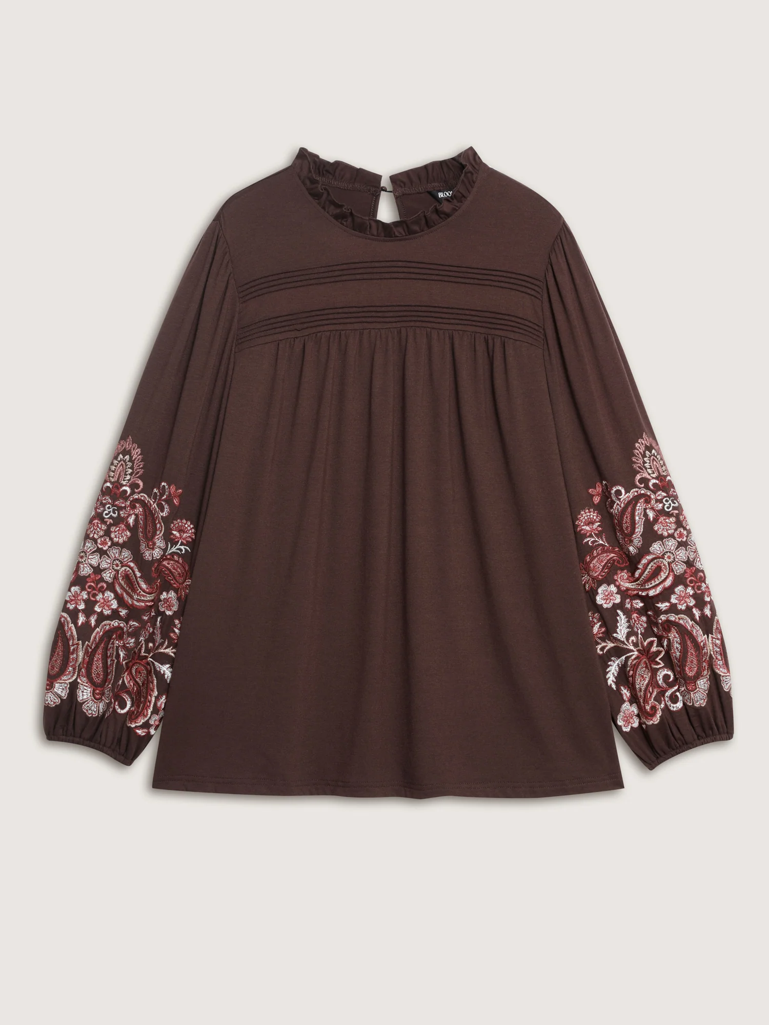 Floral Embroidered Ruffled Collar Top - Image 7