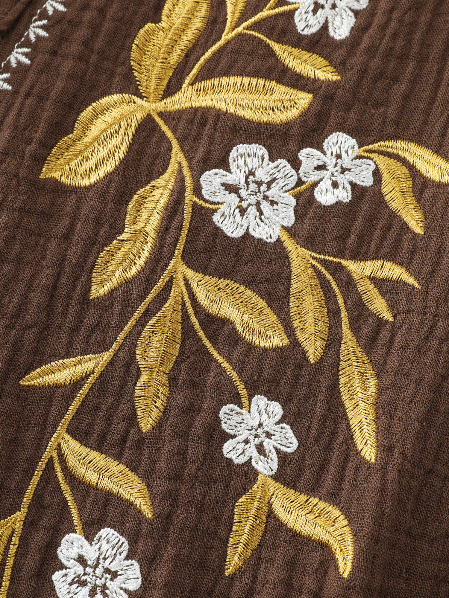 Cotton Floral Embroidered Shirred Waist Midi Dress - Image 6