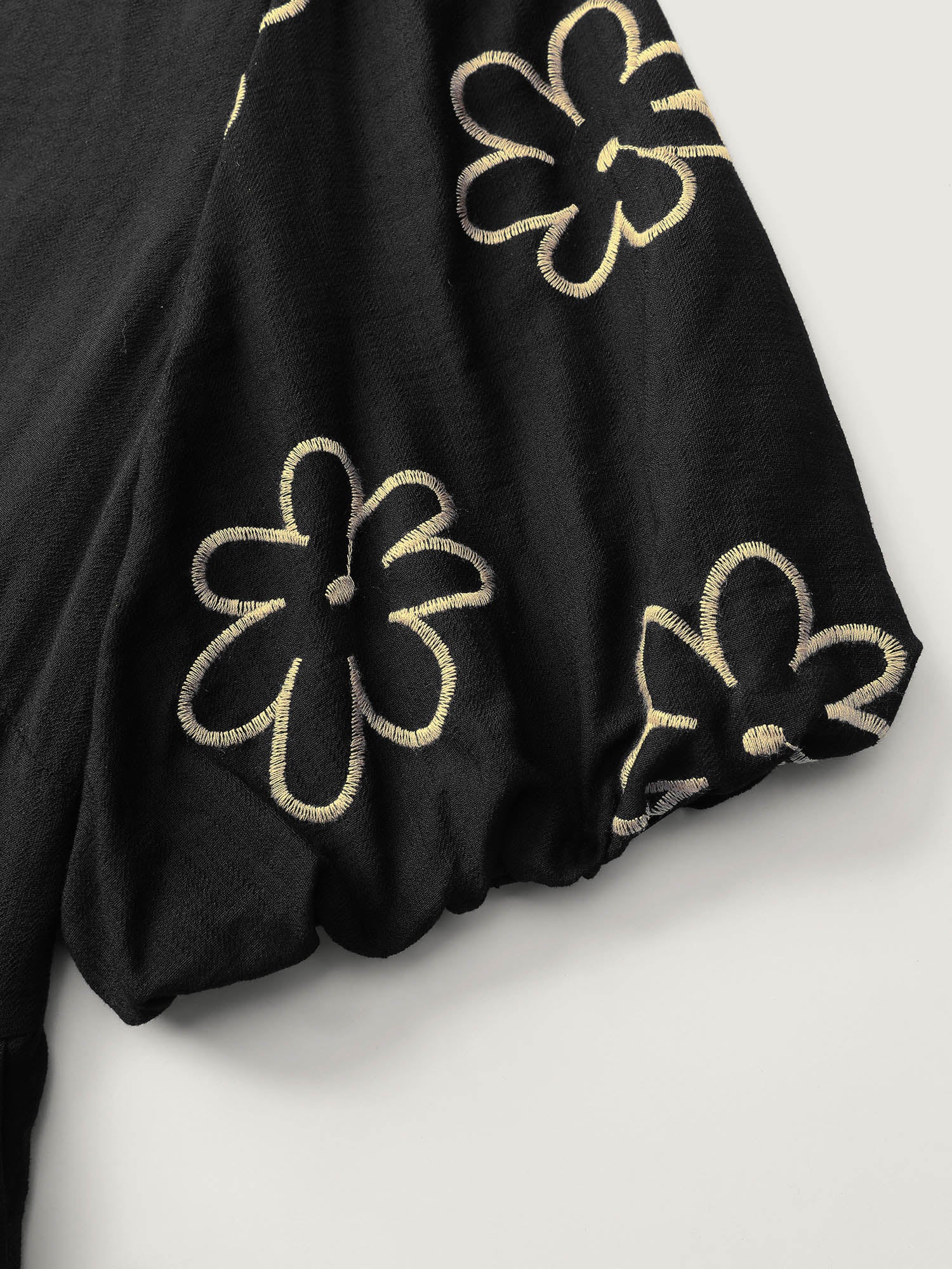 Floral Embroidered Sleeve A-Line Mini Dress - Image 5