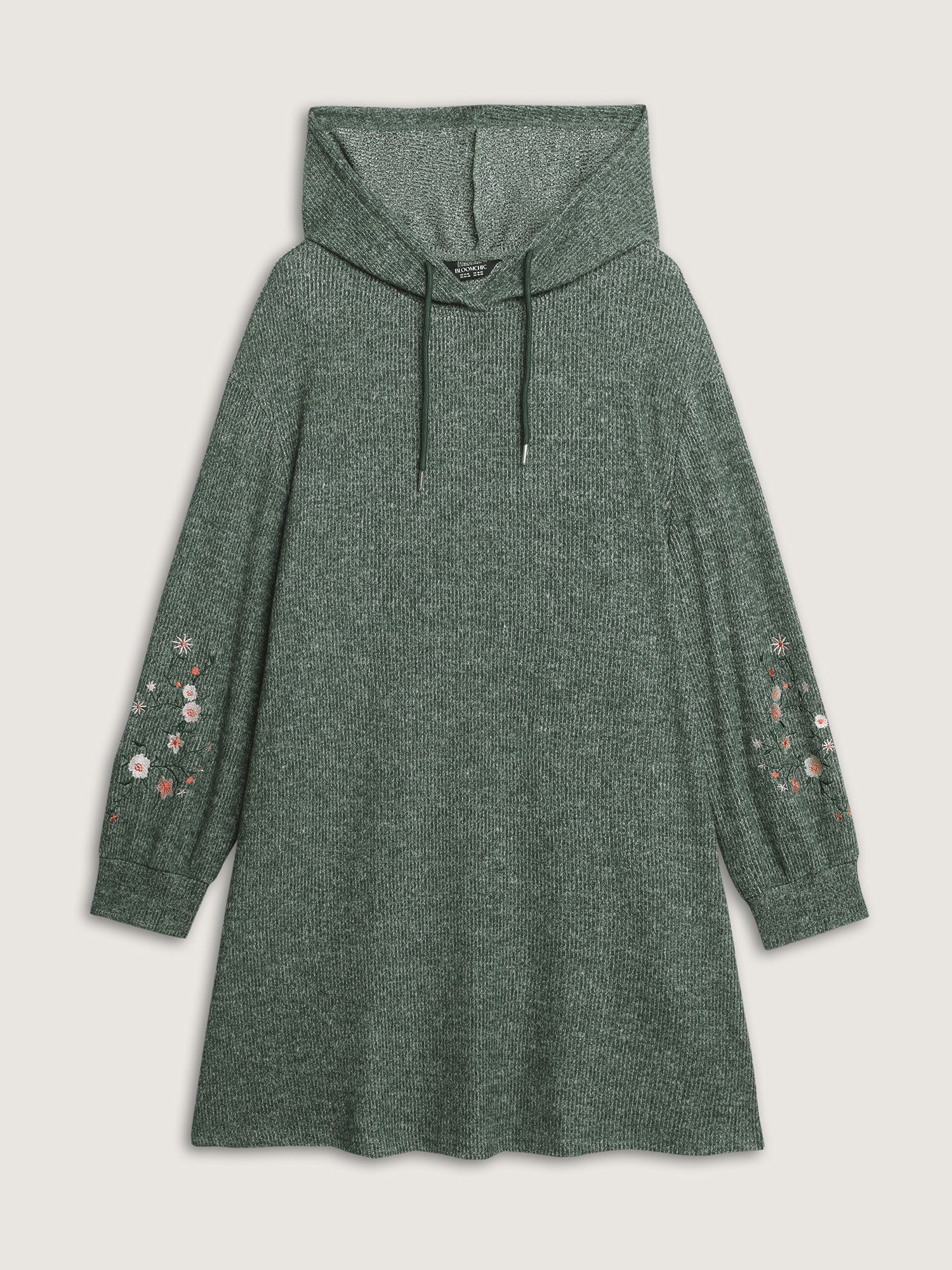 Floral Embroidered Sleeve Hooded Mini Dress - Image 8