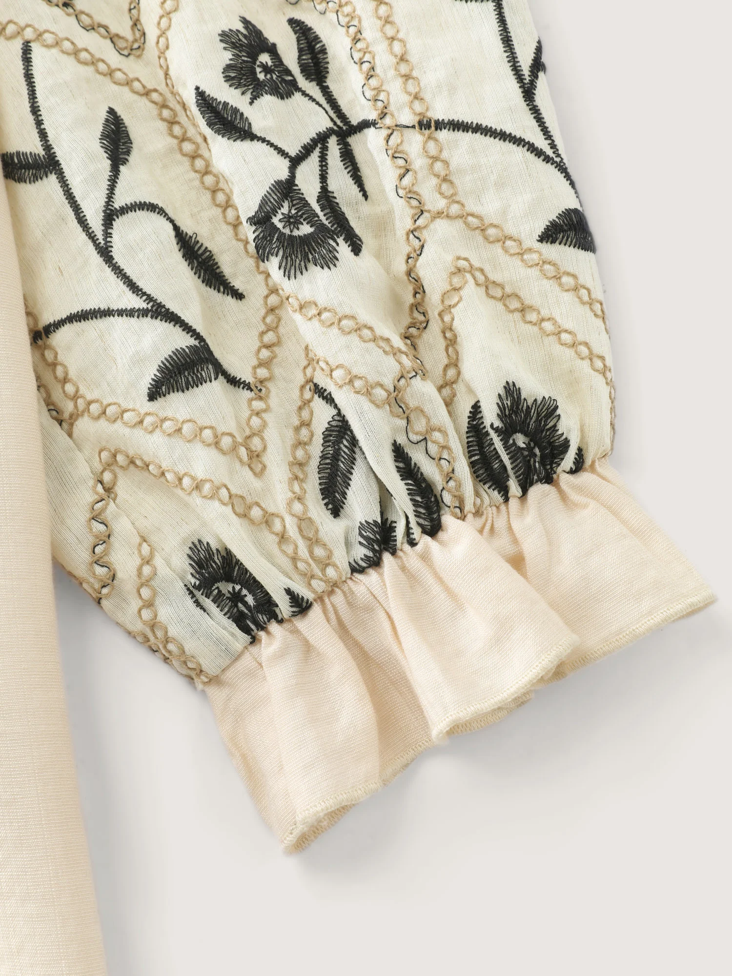 Floral Embroidered Sleeve Rayon Blouse - Image 6