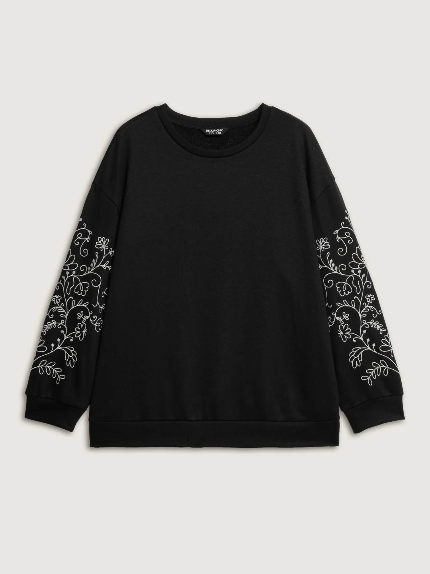 Floral Embroidered Sleeve Relaxed-Fit Sweatshirt - Image 6