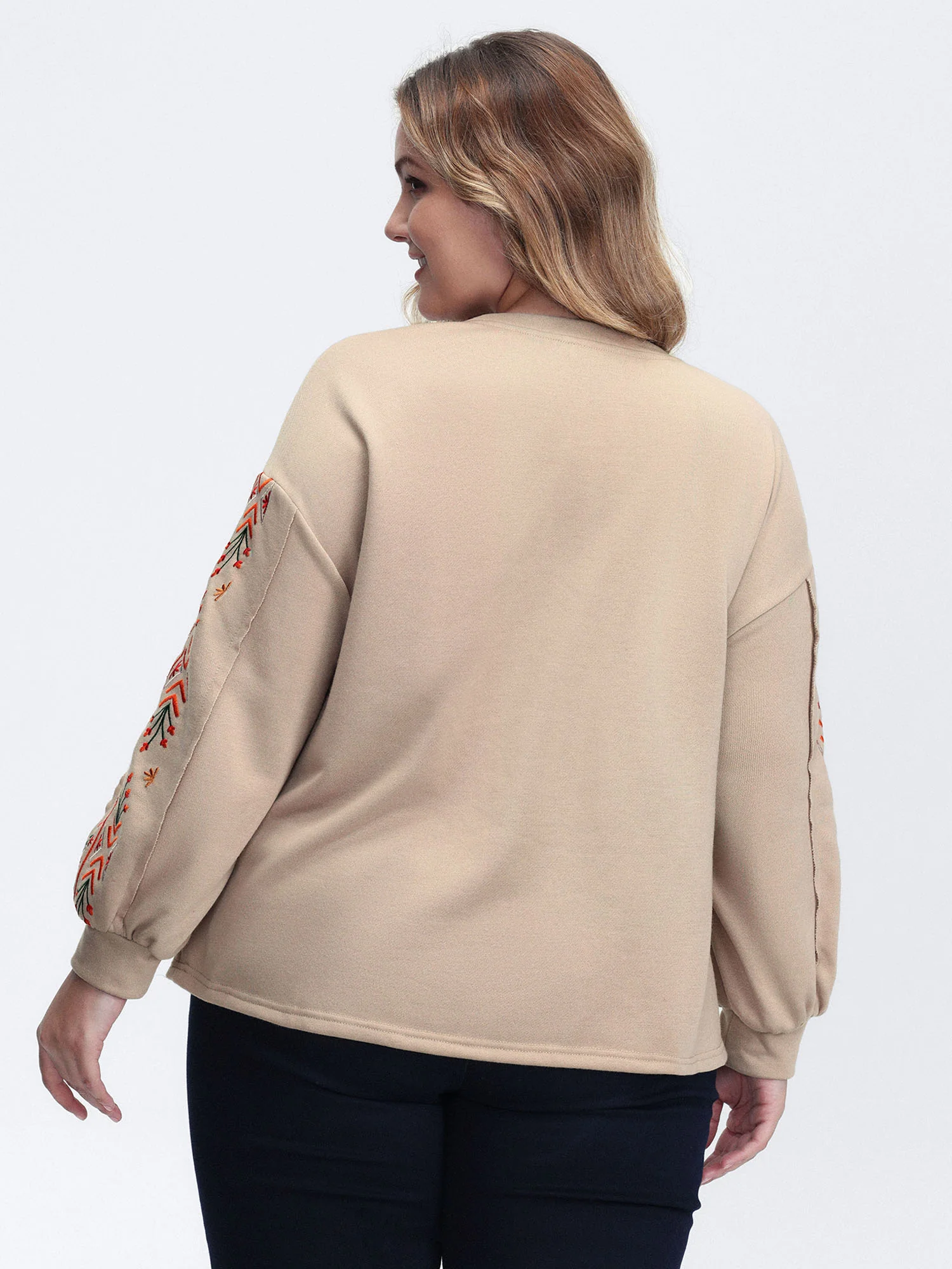Floral Embroidered Sleeve Sweatshirt - Image 4