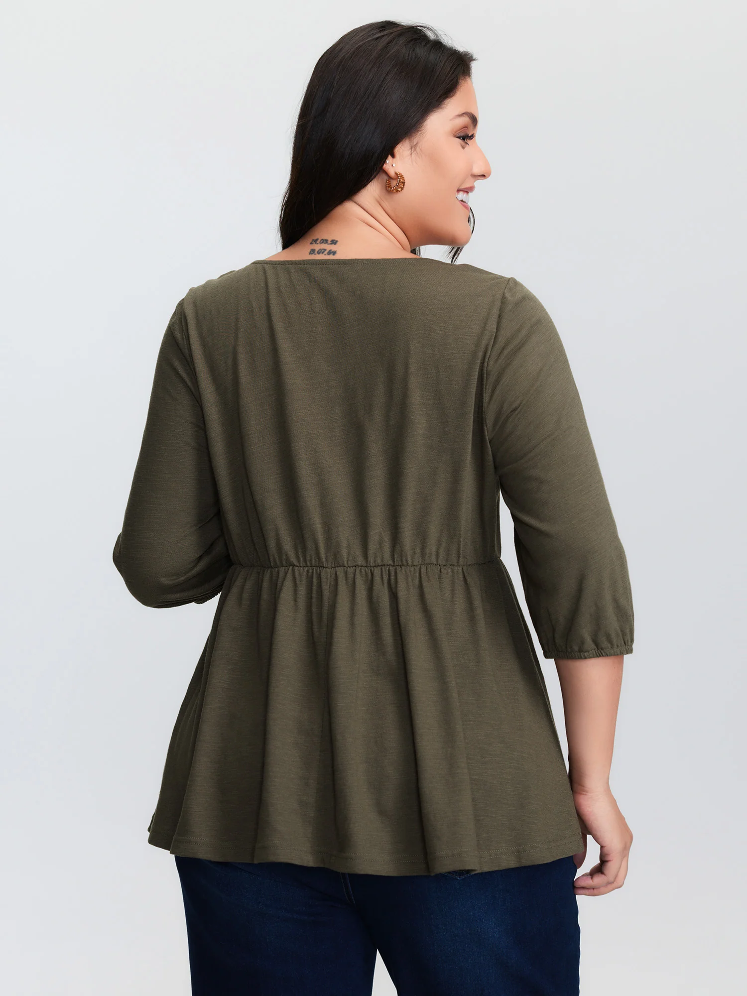 Floral Embroidered Square Neckline Button Top - Image 4