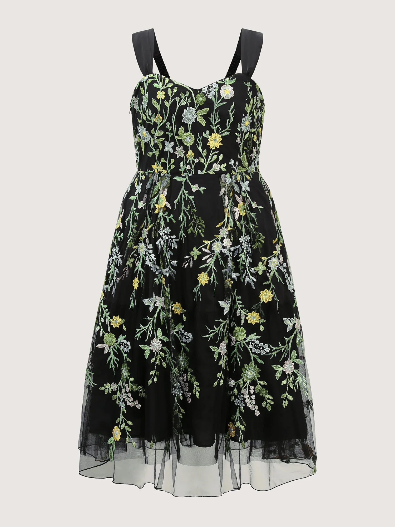 Floral Embroidered Sweetheart Neckline Midi Dress - Image 7